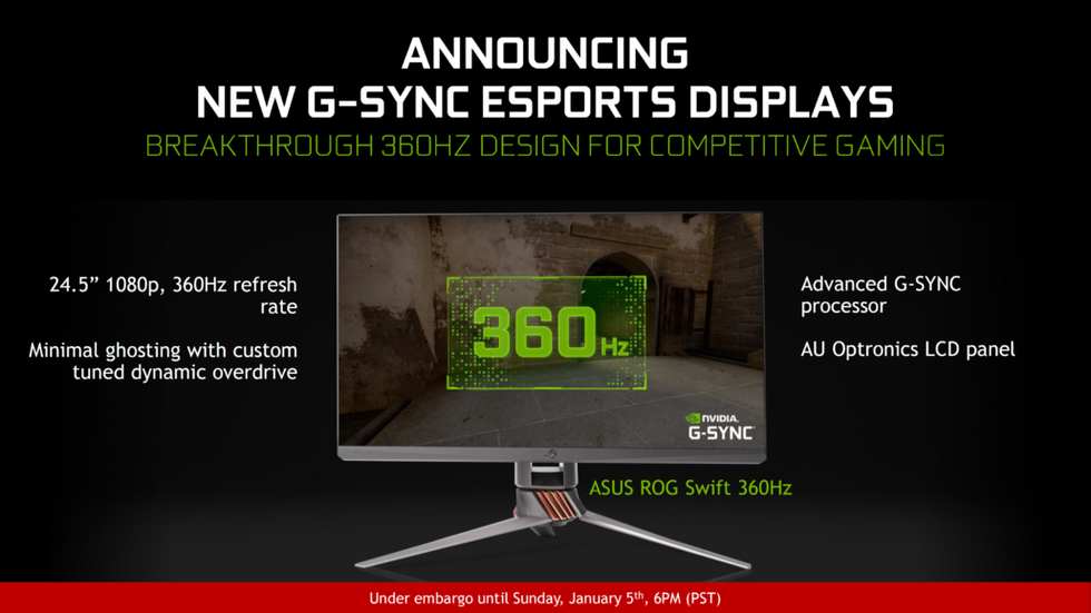 Nvidia تُعلن عن شاشة تصل إلى معدّل تحديث 360Hz