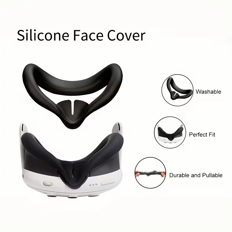 Black silicone headset cover for Meta Quest 3