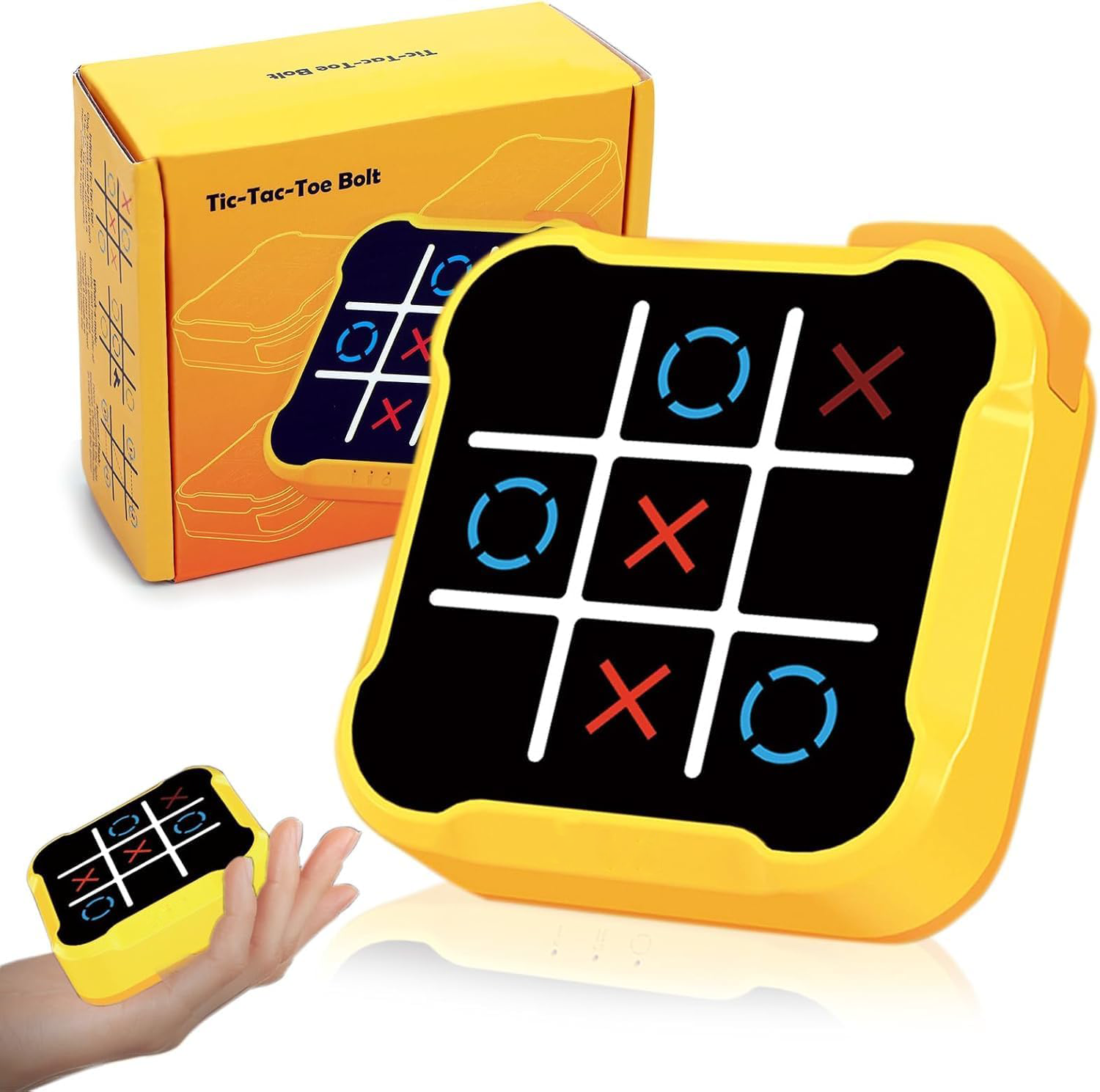 Electronic Fun Tic Tac Toe X-O Game Yellow display
