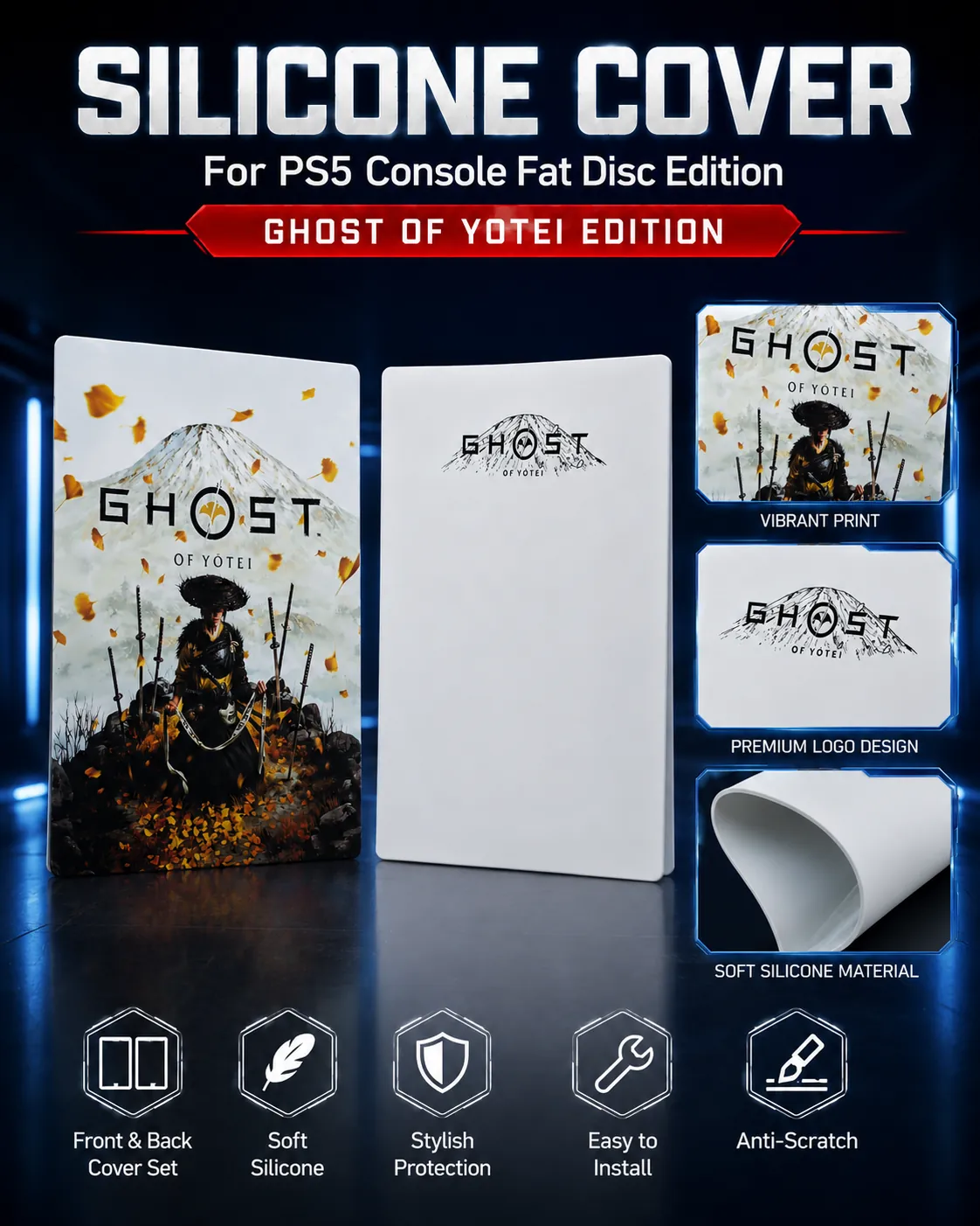 PS5 Fat Disc Edition Ghost of Yotei Silicone Console Cover