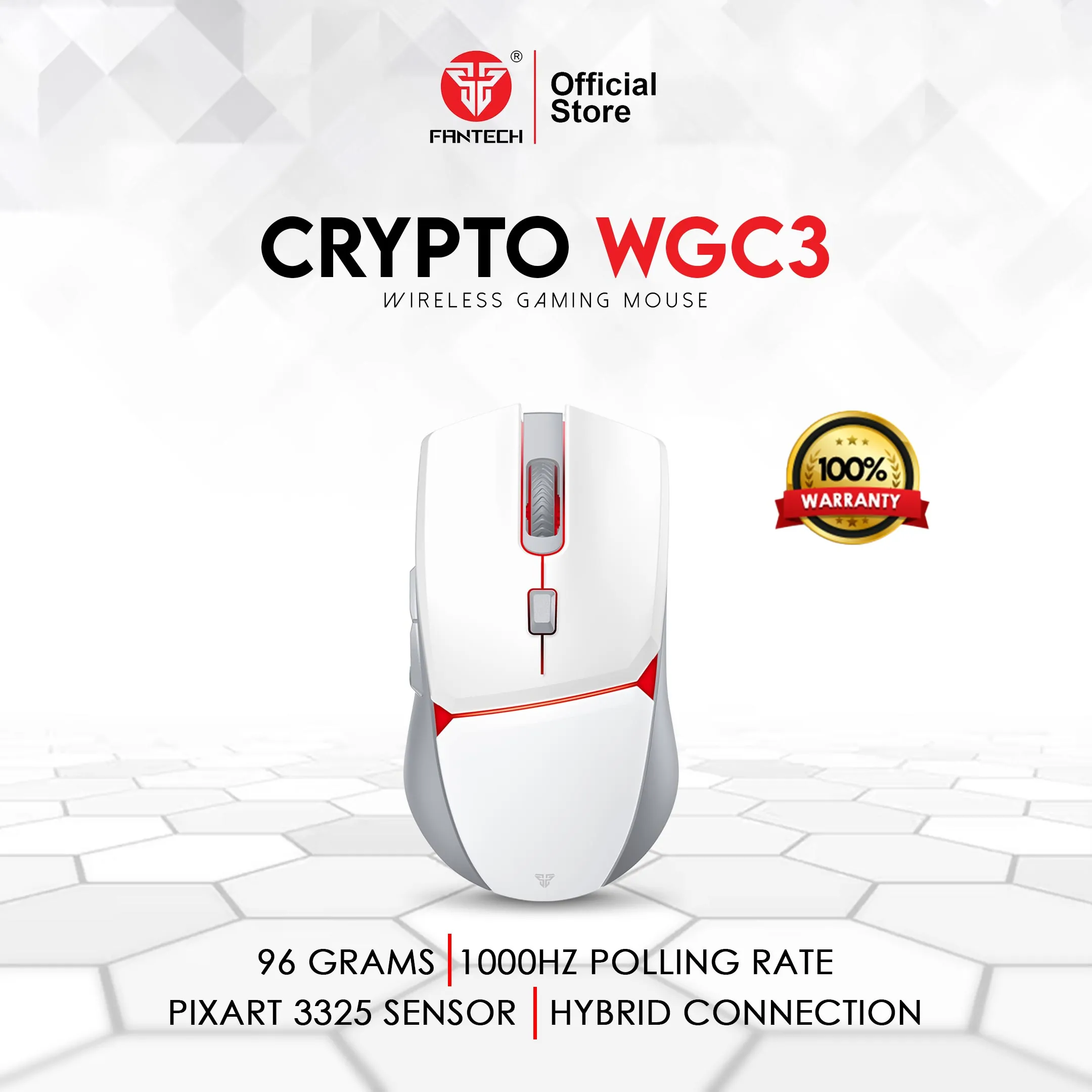 فانتيك كريبتو WGC3 ماوس جيمنج لاسلكي – أبيض
