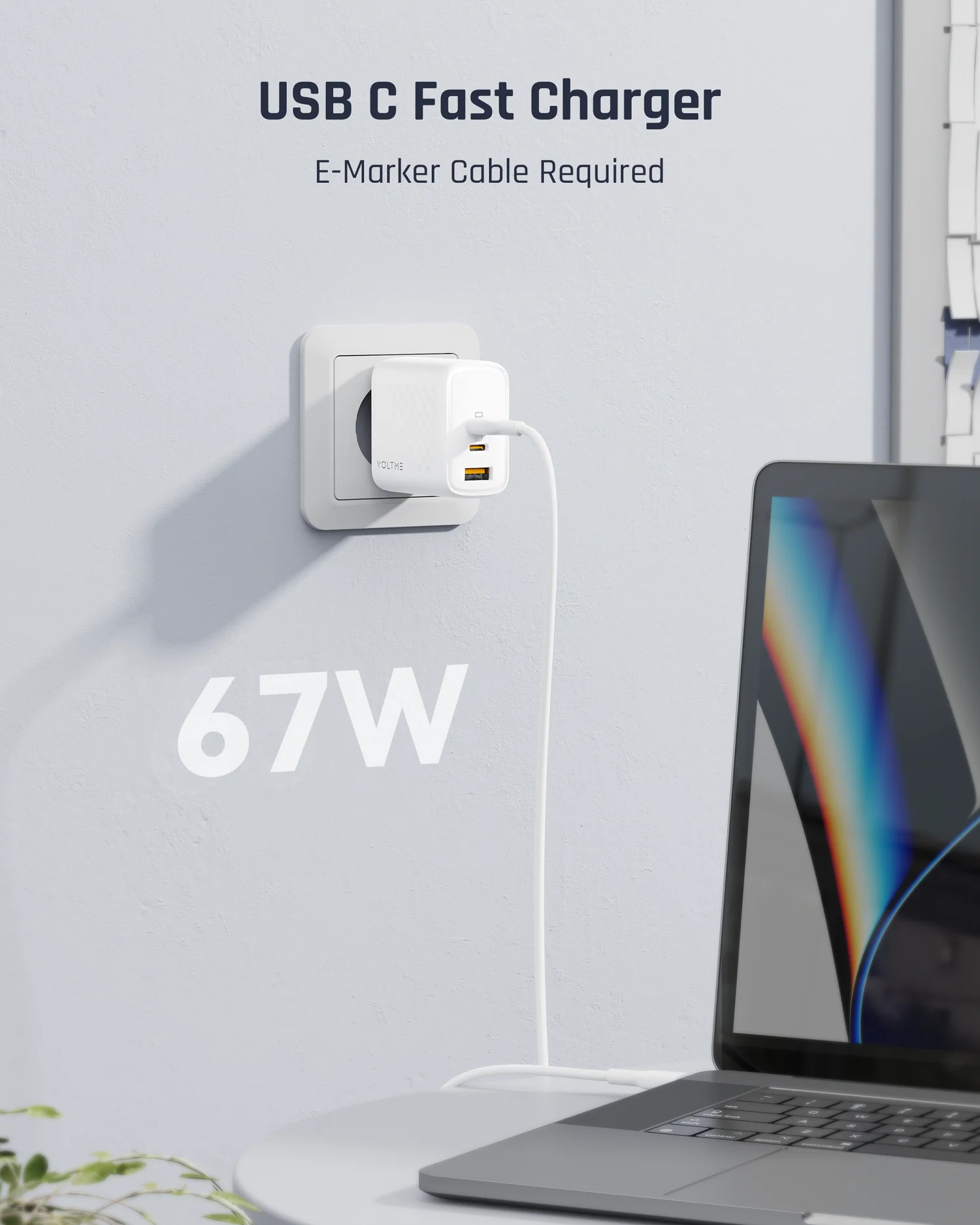 فولتمي ريفو 67W CCA شاحن جداري GaN - أبيض