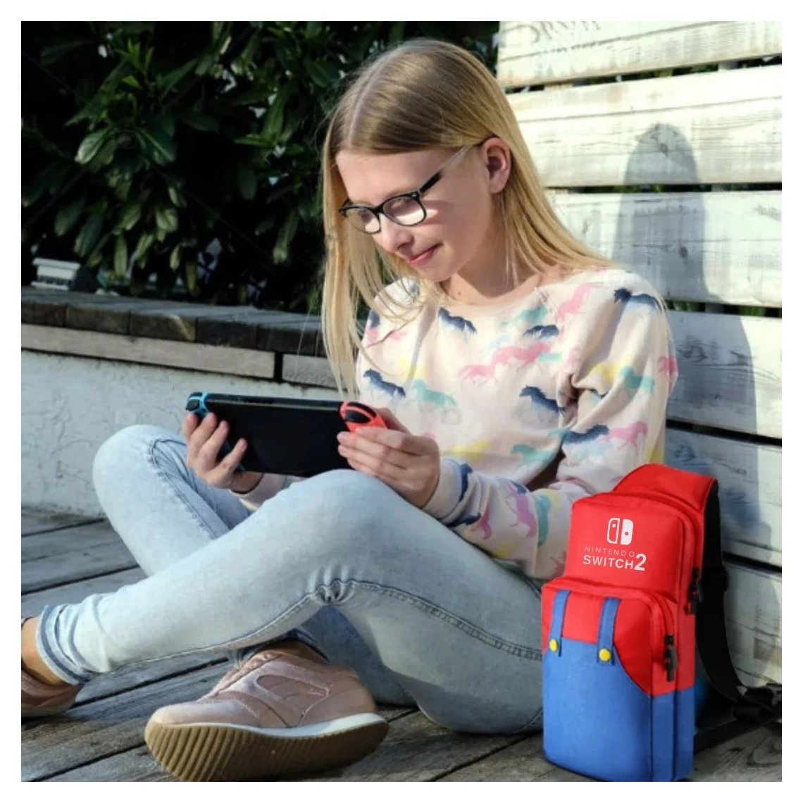 Red and blue Super Mario Traveler carrying case for Nintendo Switch 2