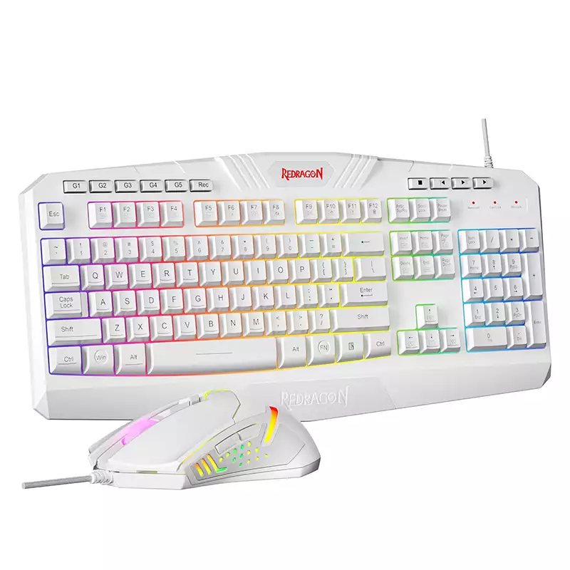 Redragon S101W Membrane Wired RGB Gaming Keyboard and Mouse Combo White