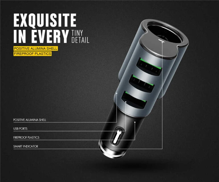 LDNIO CM11 3-In-1 Car Charger With Lighter