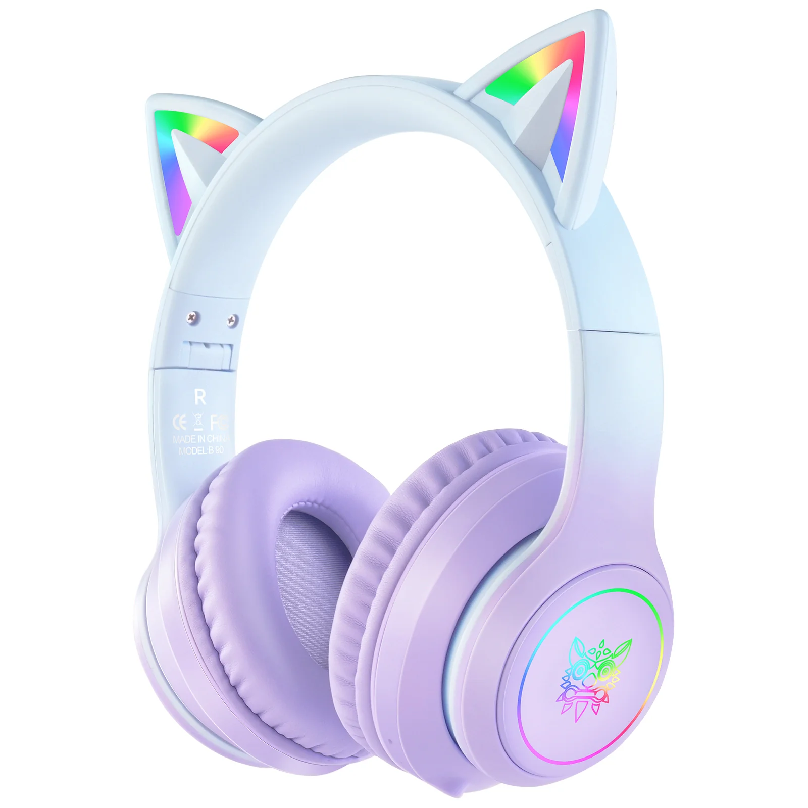 ONIKUMA B90 Cat Ear RGB Wireless Headset Purple