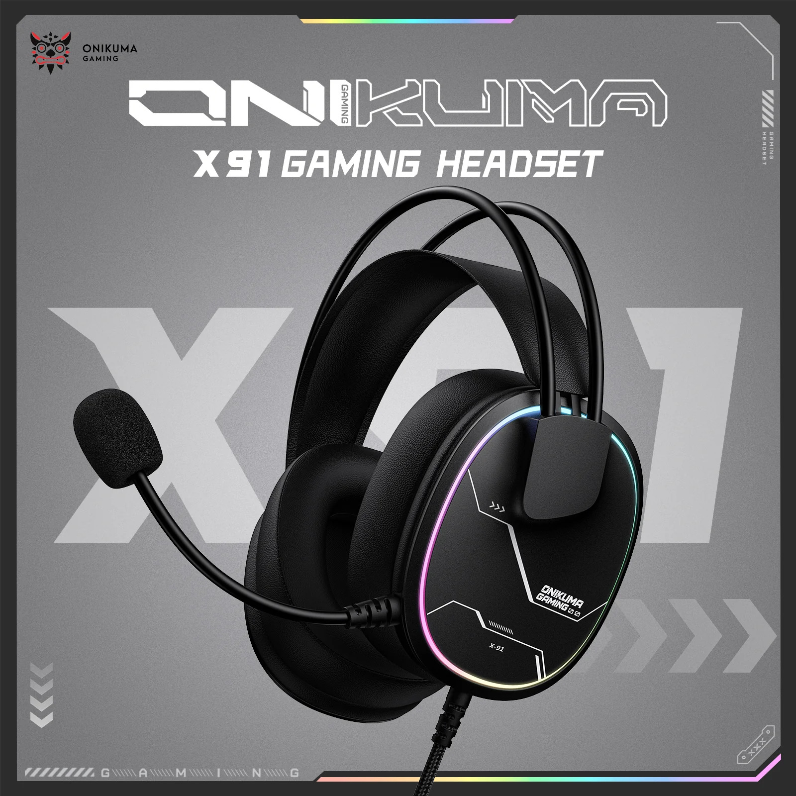 ONIKUMA X91 RGB Wired Gaming Headset Black