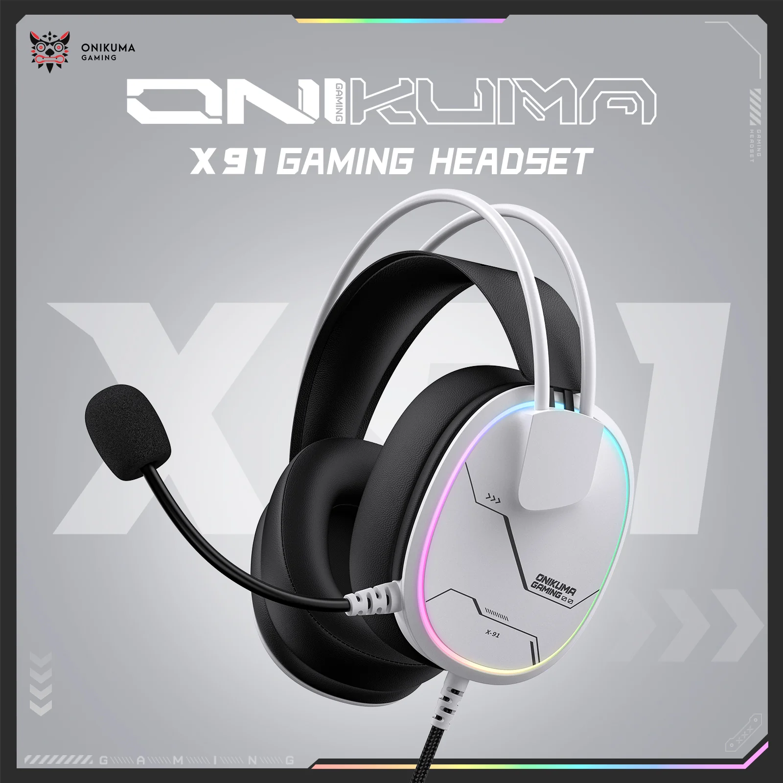 ONIKUMA X91 RGB Wired Gaming Headset White