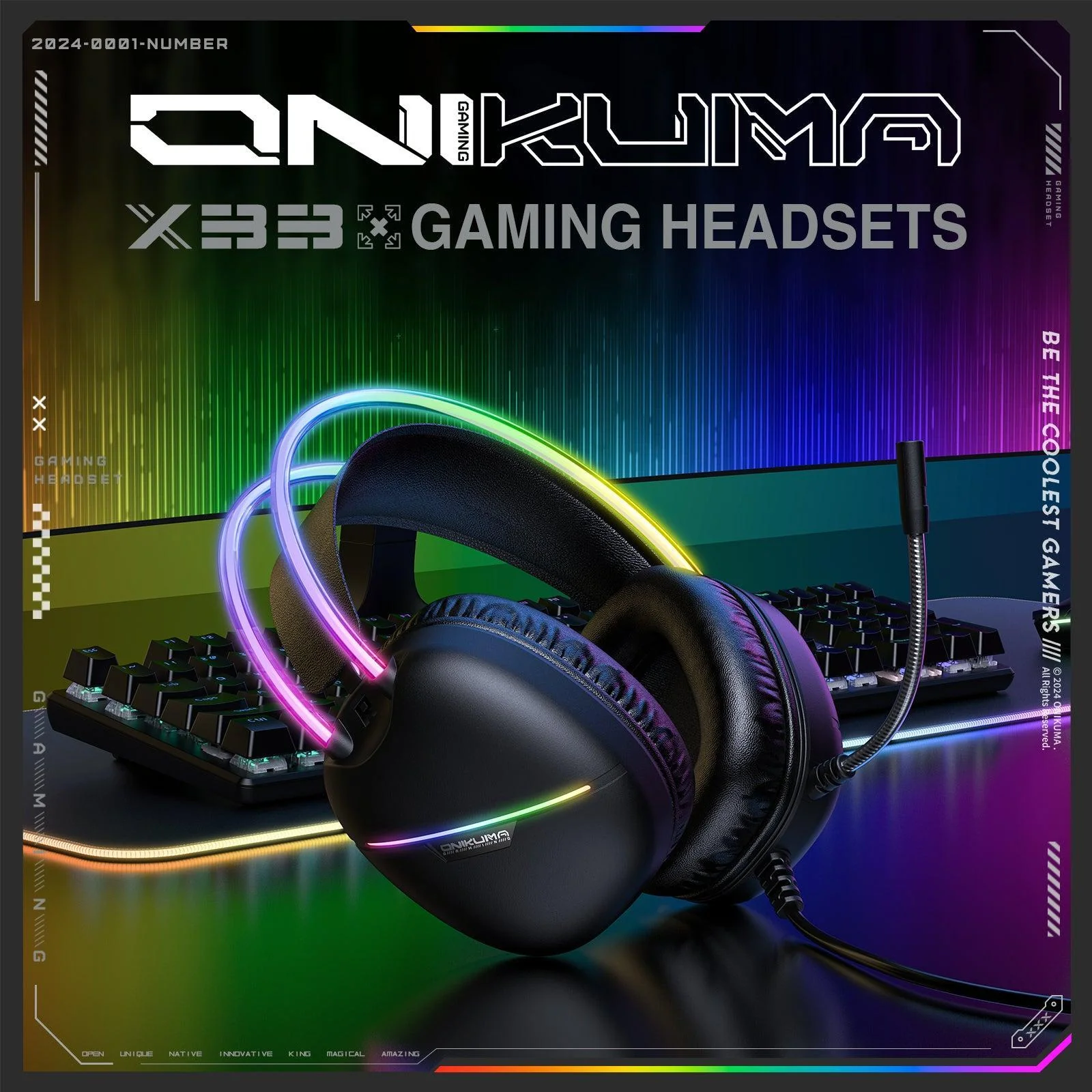 ONIKUMA X33 RGB Wired Gaming Headset Black