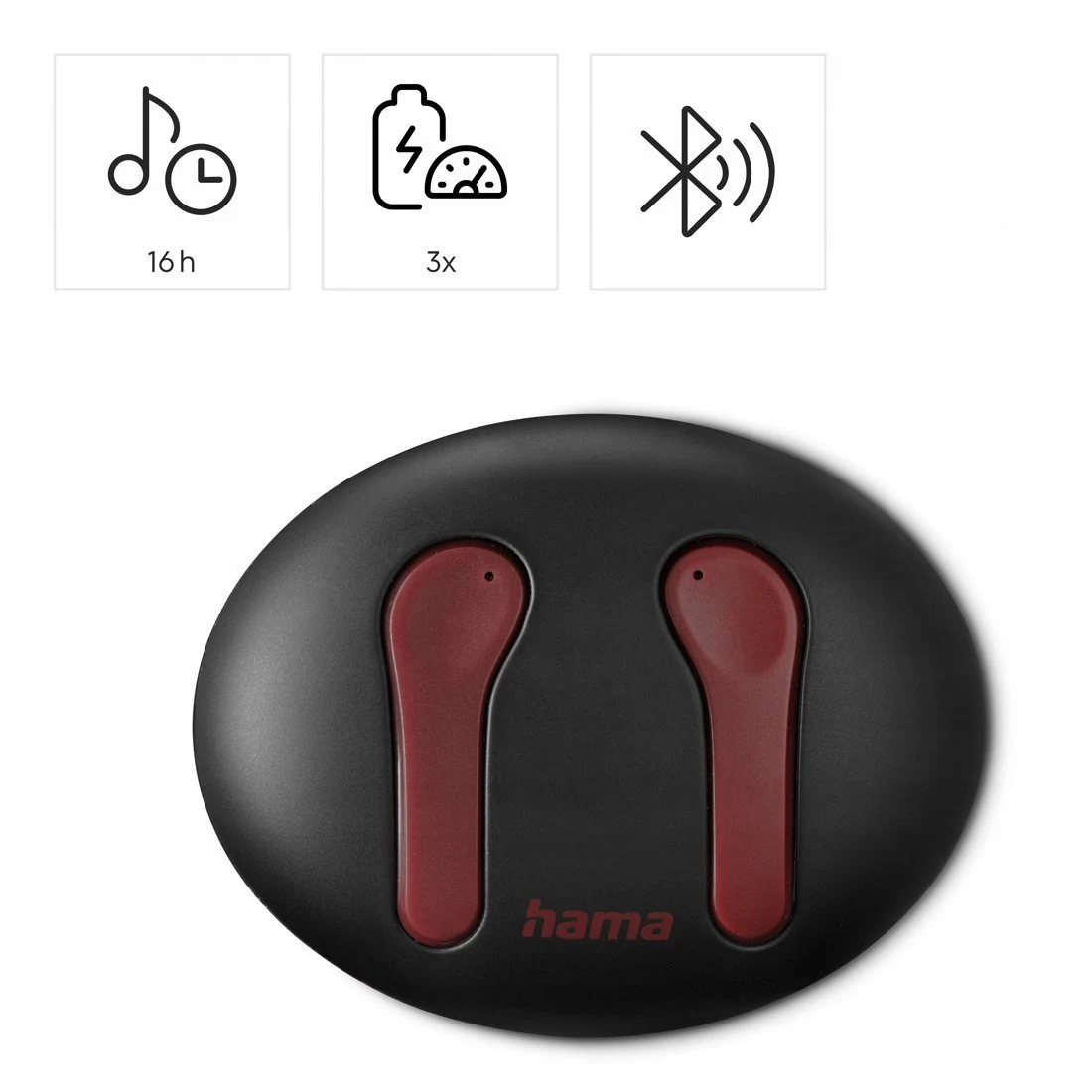Hama Spirit Unchained True Wireless Earbuds – Black/Red