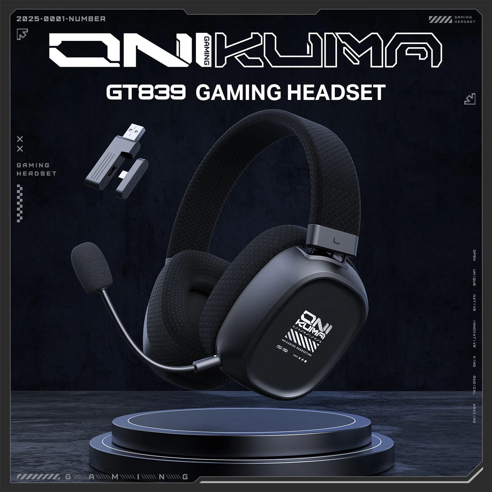 ONIKUMA GT839 Tri-Mode Gaming Headset Black