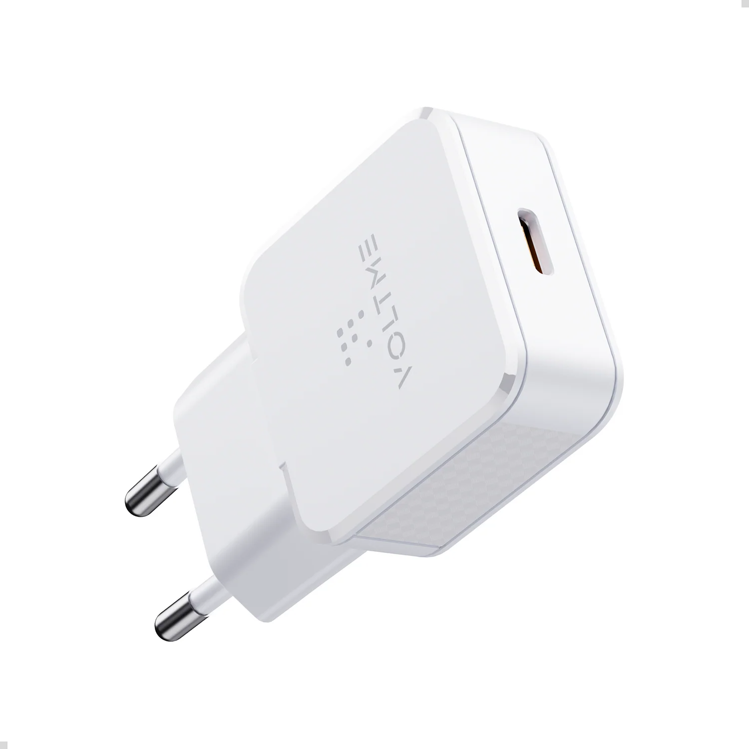 فولتمي ريفو 30W لايت ألترا ثين C شاحن جداري GaN أبيض