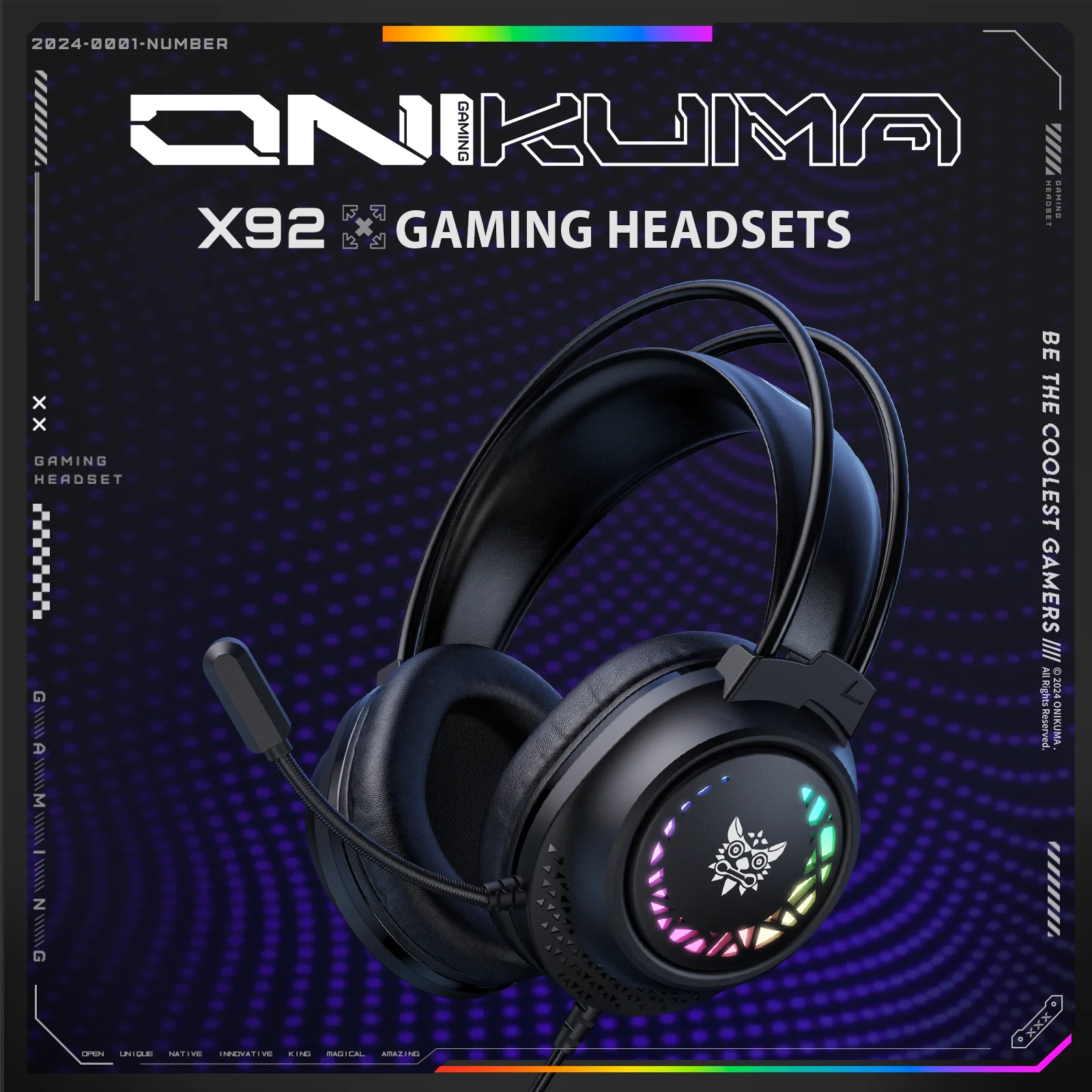ONIKUMA X92 RGB Wired Gaming Headset Black