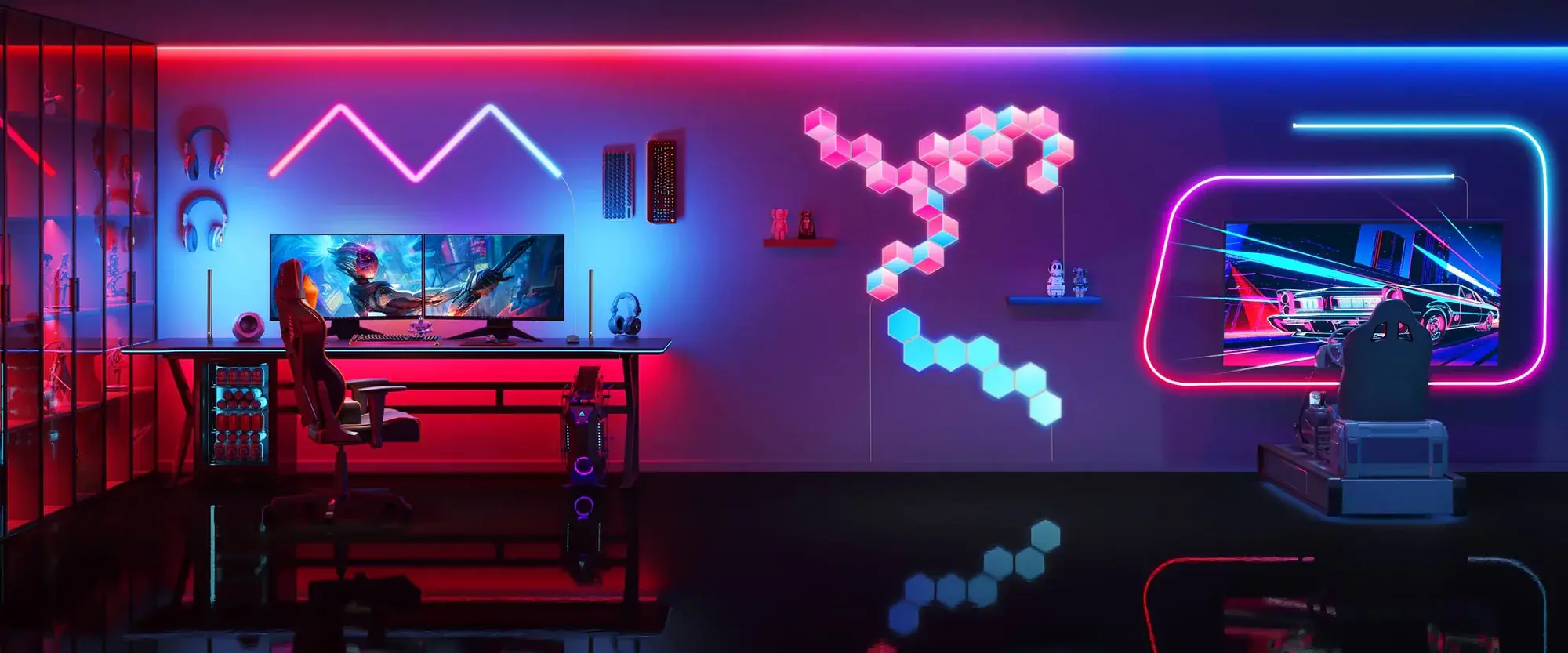 Govee H6047 Smart Gaming Light Bars – Dual-screen setup