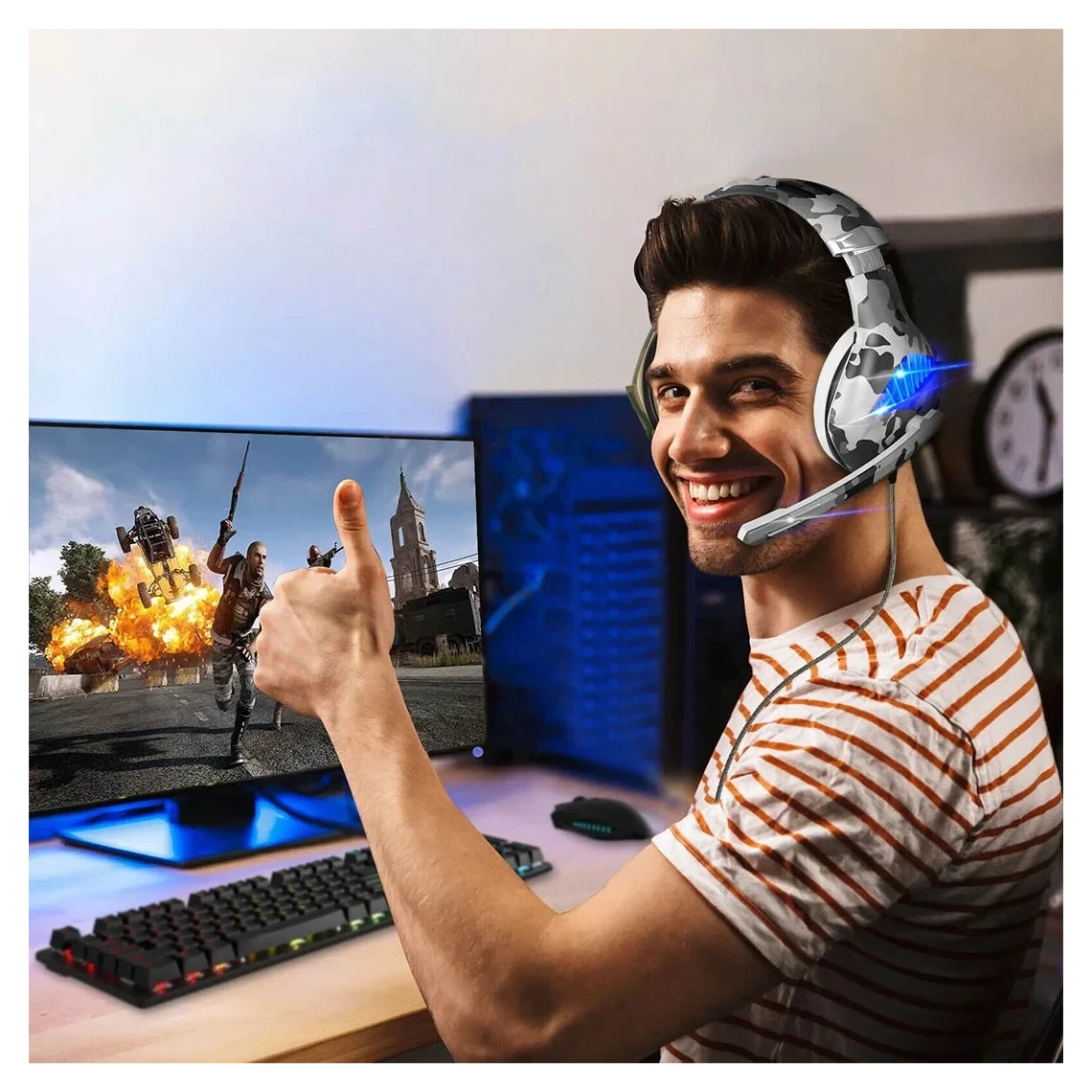 Beexcellent GM500 Gaming Headset - Mesh Earcups - Camo
