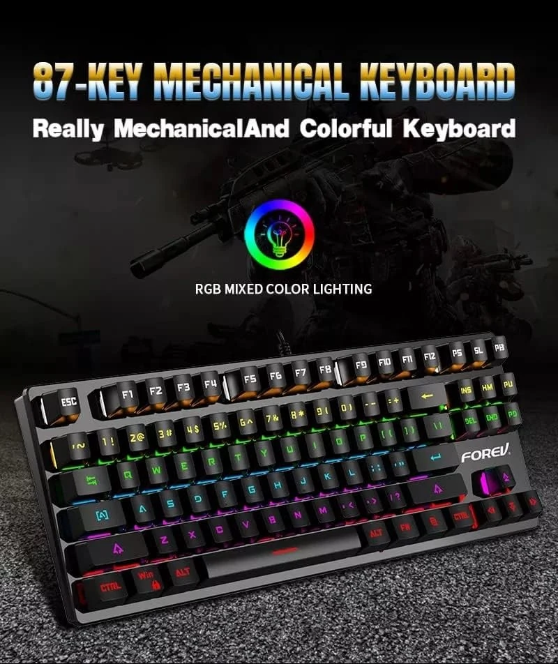 keyboard FV-Q301 HighEnd 87 keys Wired Mechanical Blue Switch - Black