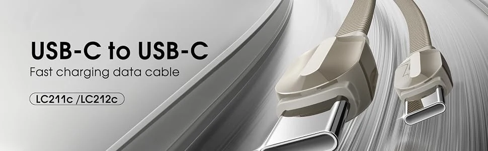 LDNIO LC212C Type-C to Type-C 65W Fast Charging Cable 2M Gold