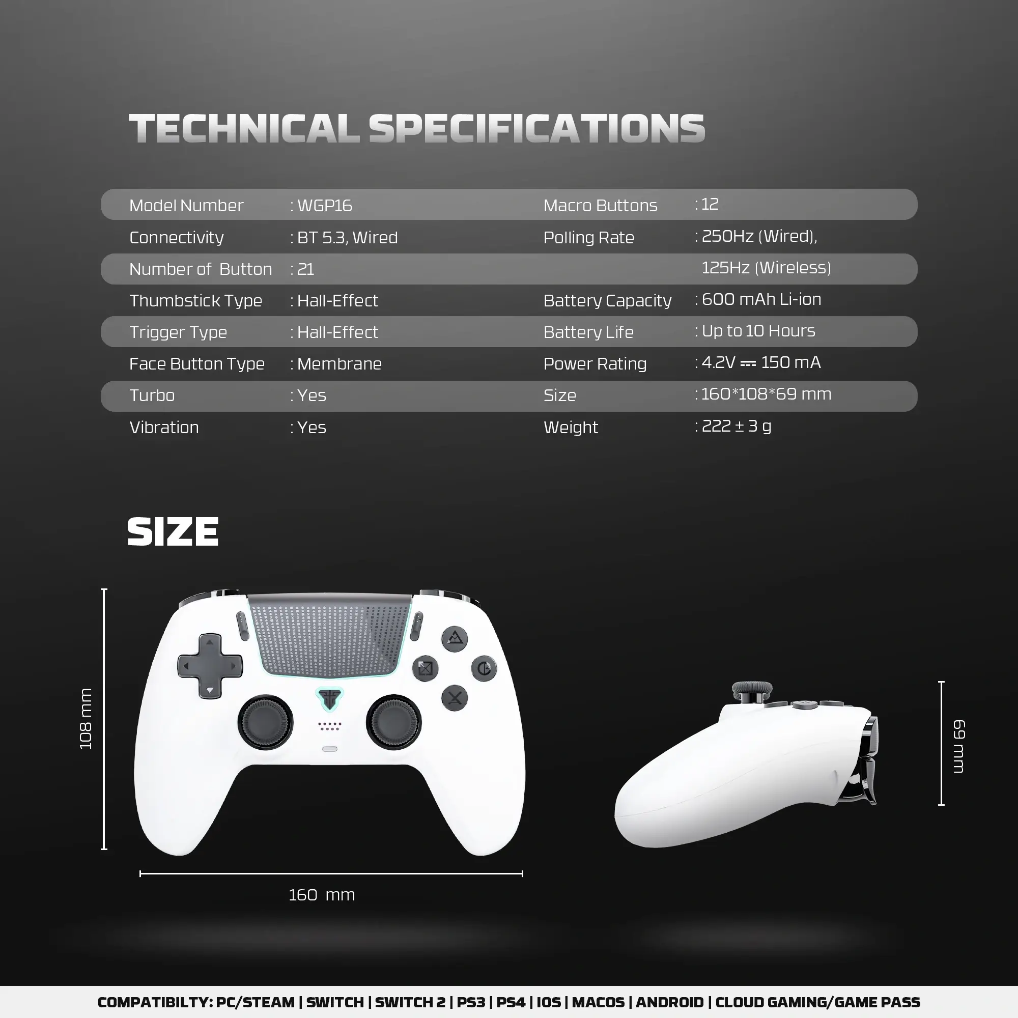 Fantech Nova II WGP16 White Wireless Controller