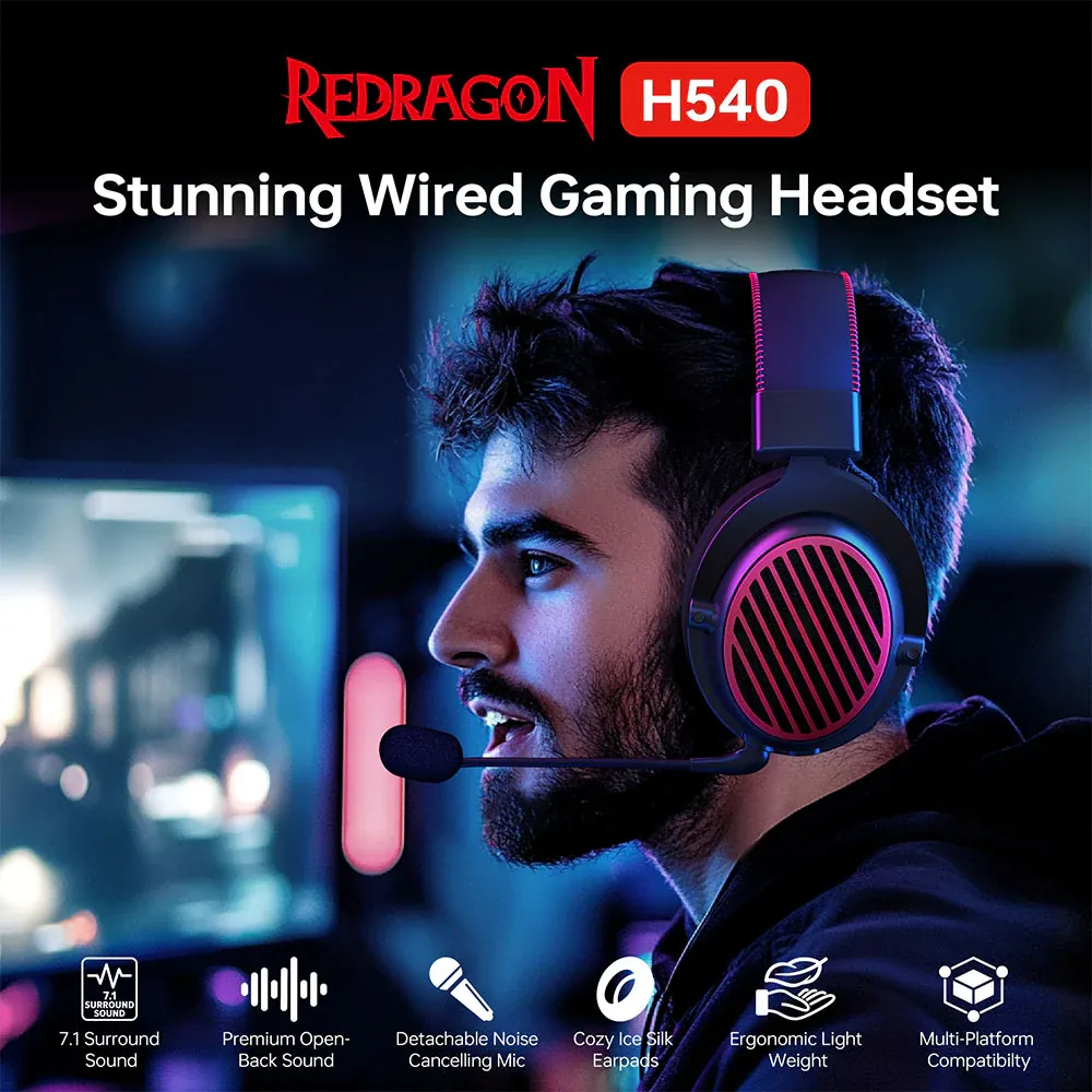 Redragon H540 Luna Wired Gaming Headset Black
