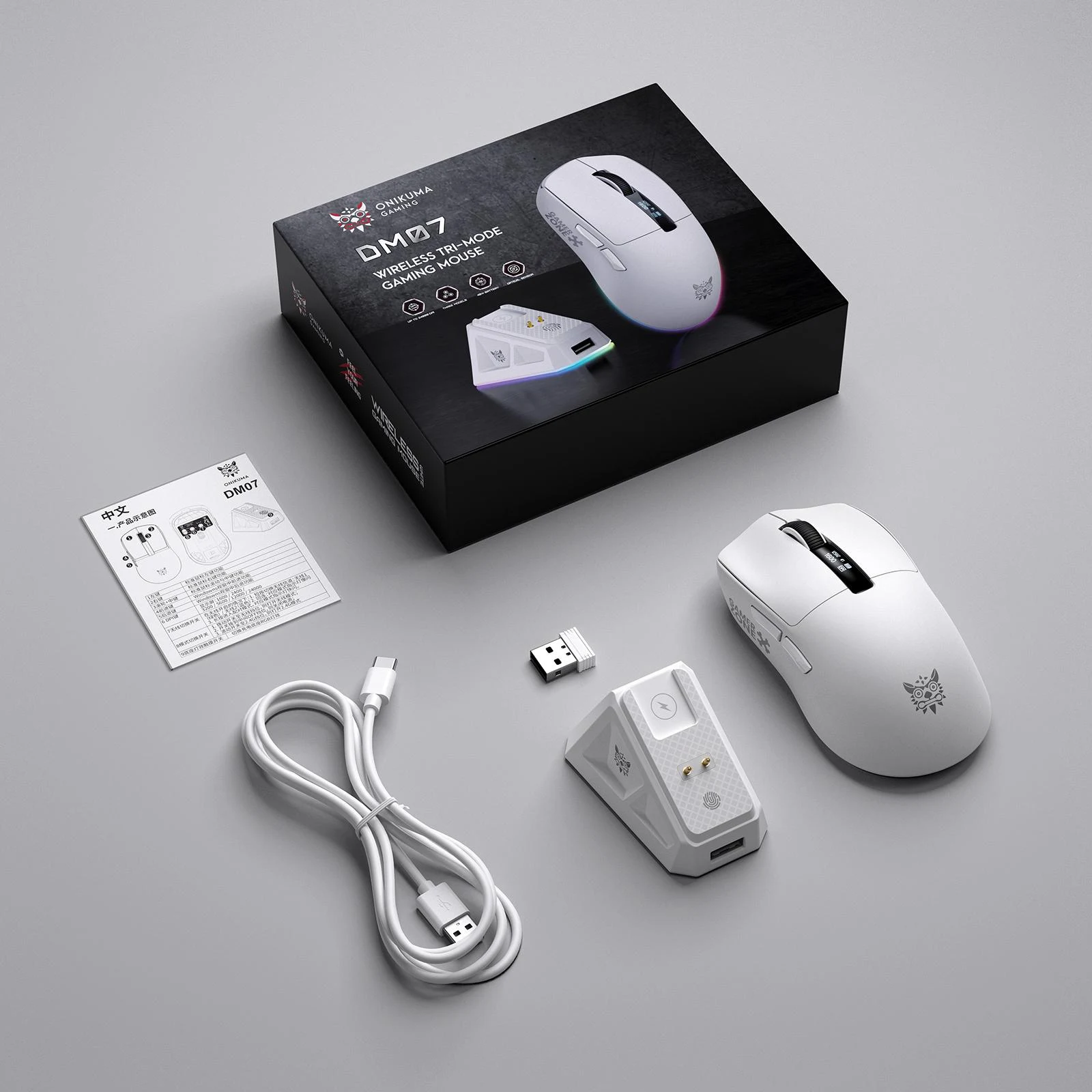 اونيكوما DM07 ماوس جيمنج RGB بثلاثة أوضاع – أبيض