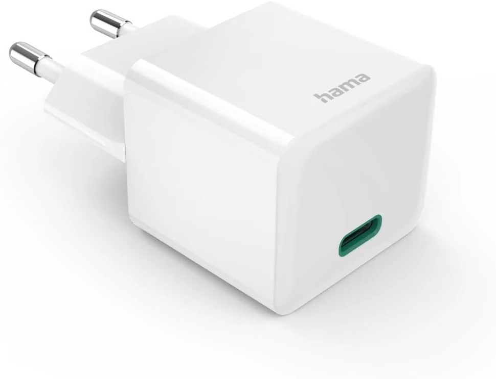 شاحن حائط هاما GaN ميني USB-C بقدرة 30 واط باللون الأبيض