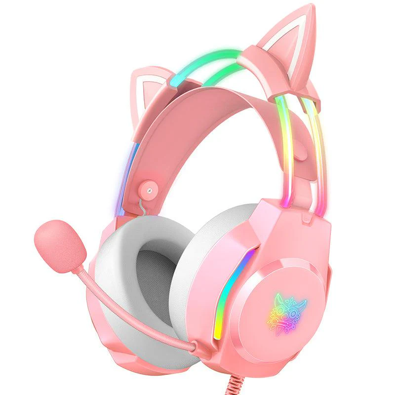 ONIKUMA X26 Cat Ear RGB Wired Gaming Headset Pink