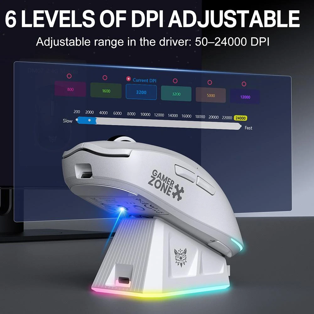 ONIKUMA DM07 Tri-Mode RGB Gaming Mouse White
