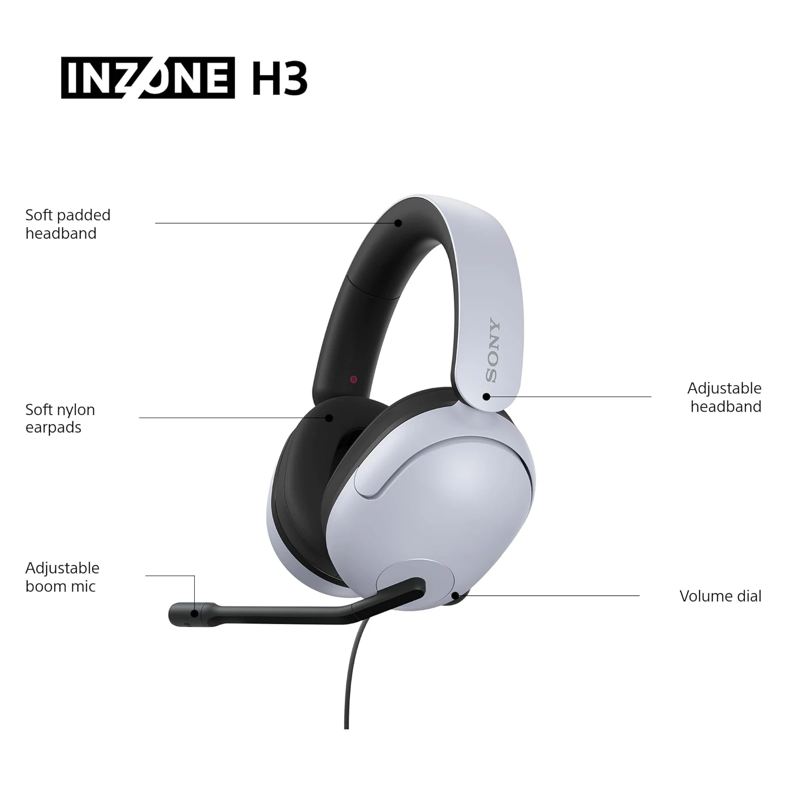 Sony INZONE H3 Wired Gaming Headset - White - Open Sealed