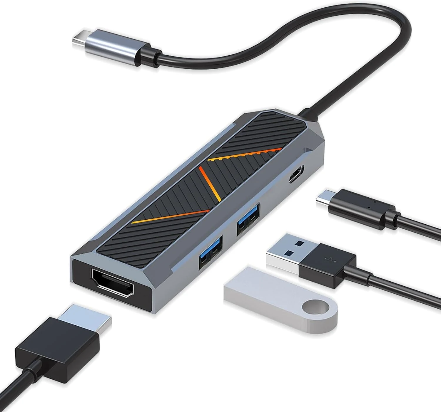 Redragon UCA-4 RGB USB-C Hub 4-in-1 4K 60Hz HDMI 100W PD