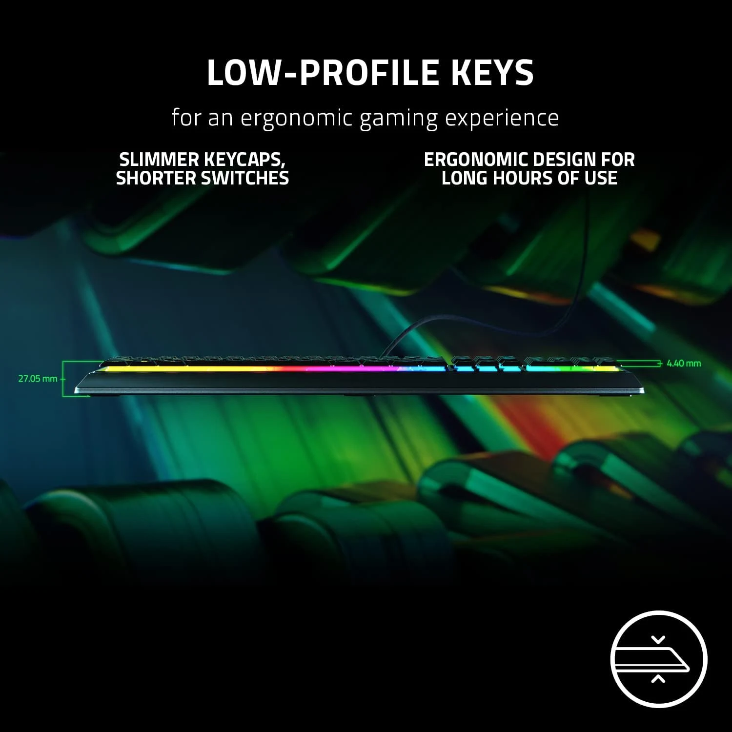 RAZER ORNATA V3 Low Profile Mecha Membrane RGB Keyboard - Clicky