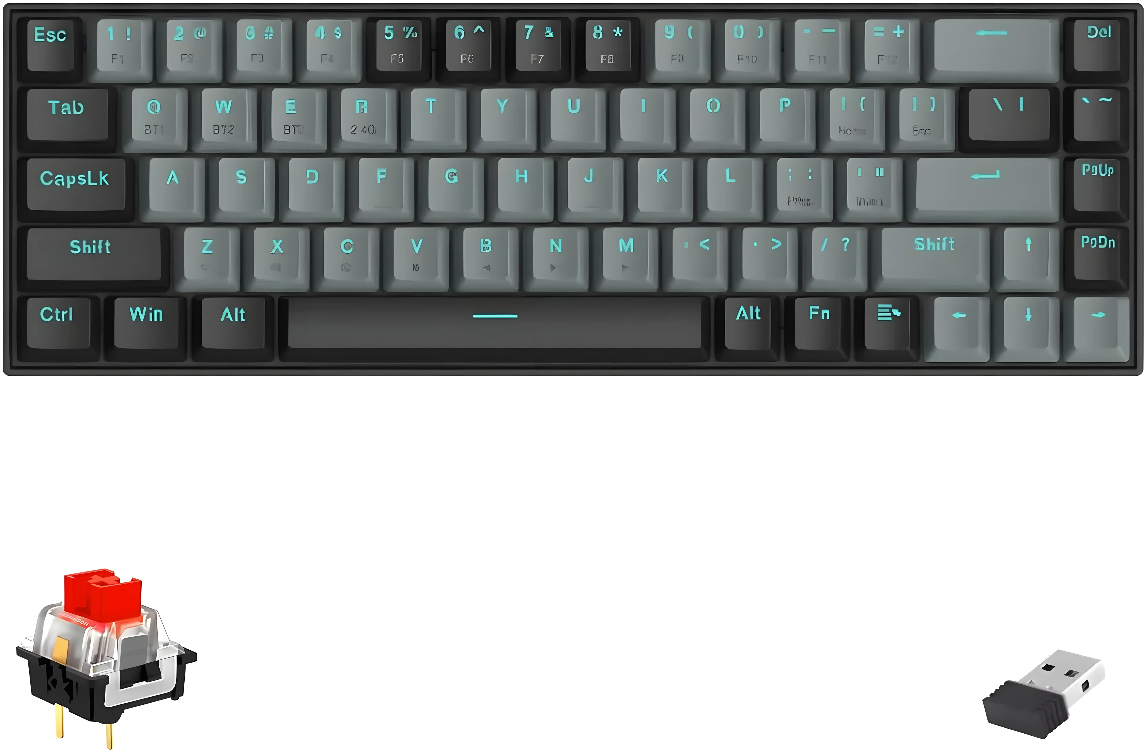 Redragon K662L-G1RS Gwern Dual-Mode Wireless Mechanical Gaming Keyboard Black