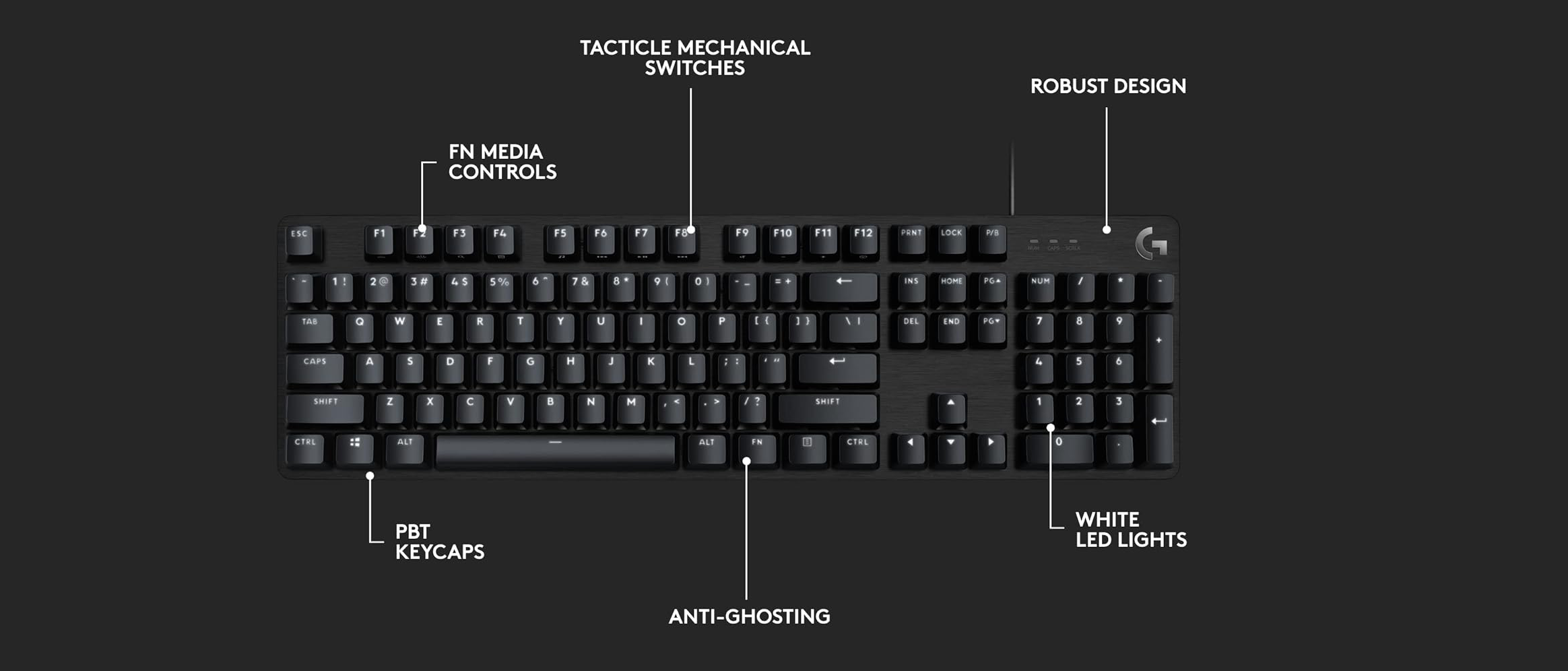 Logitech G413 SE Mechanical Wired Gaming Keyboard - Black
