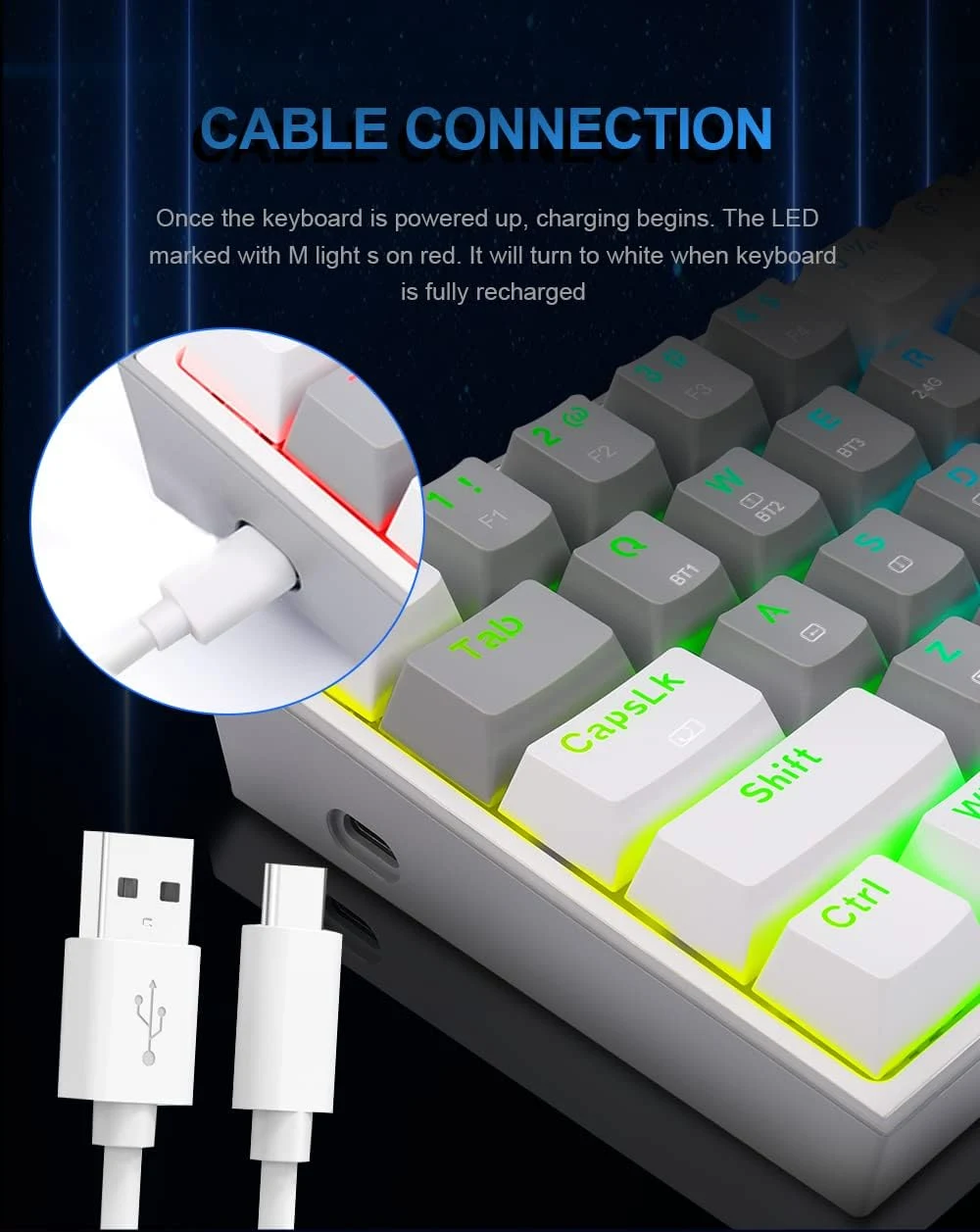 Redragon K617 Fizz 60% Wired RGB Gaming Keyboard - White in Red