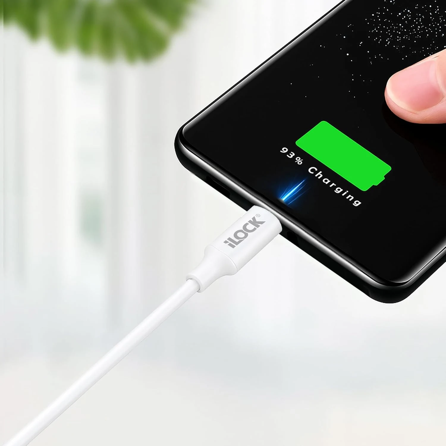الصورة الختامية لكابل آي لوك USB-A إلى تايب-سي للشحن السريع 1 متر - أبيض