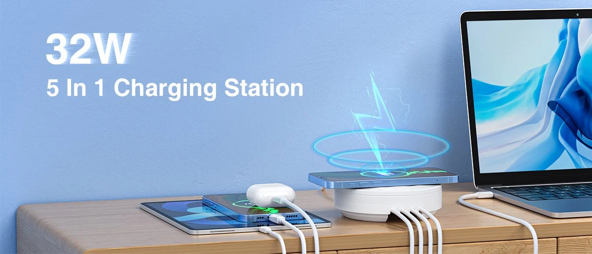 LDNIO AW003 32W Desktop Wireless Charger with 4 usb port