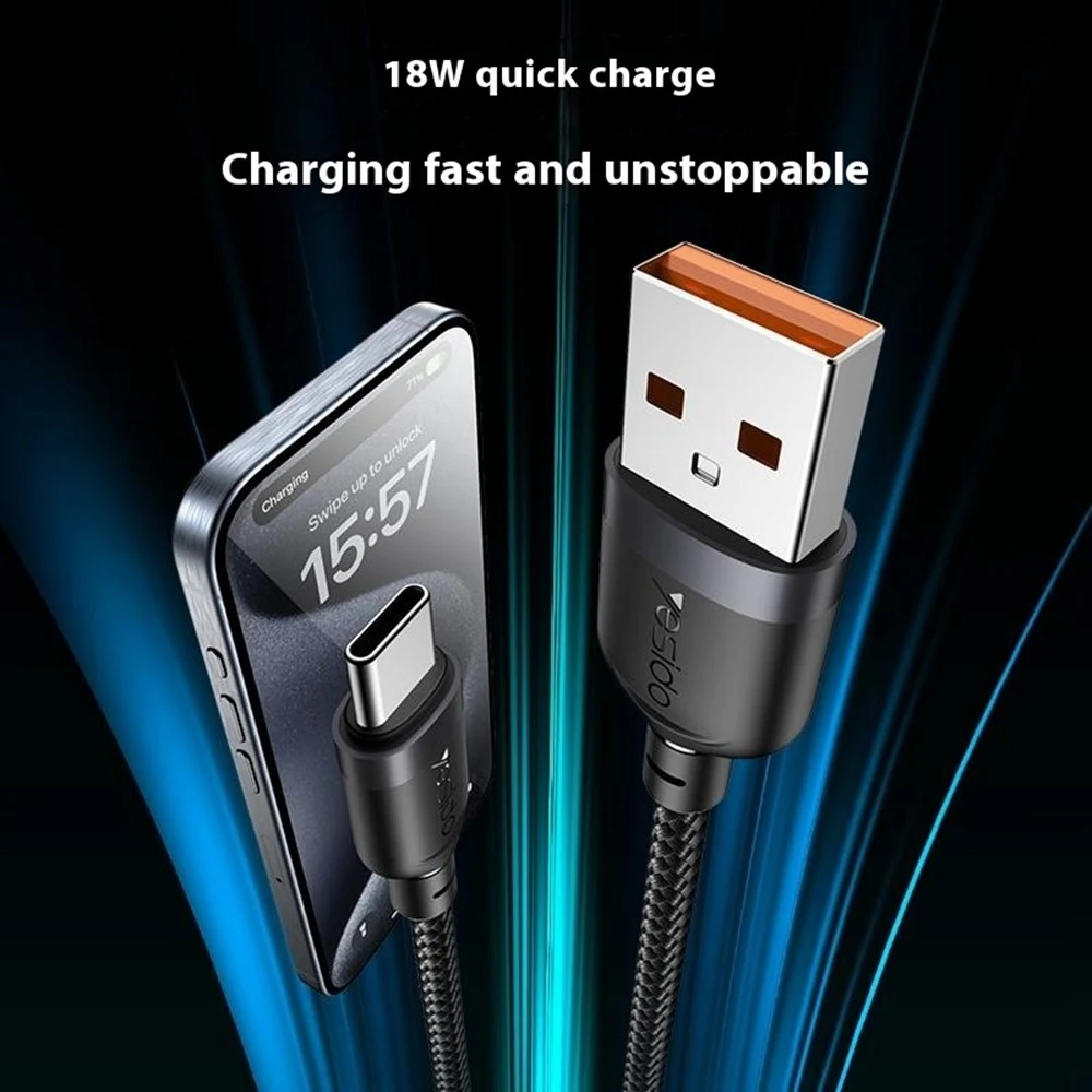 Yesido CA133C USB To Type-C Braided Wire Charging Data Cable - 2M