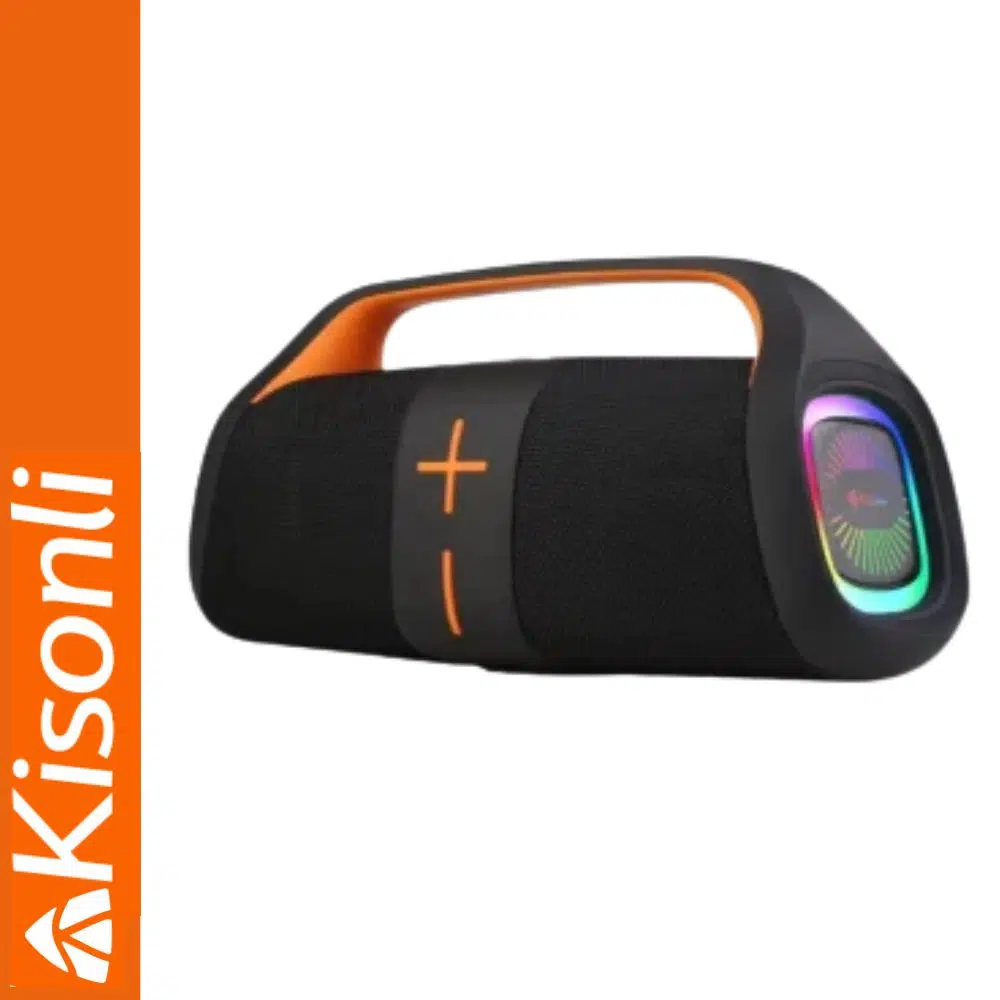 Kisonli K5 Stereo Deep Bass Bluetooth RGB Speaker Black Orange Open Sealed