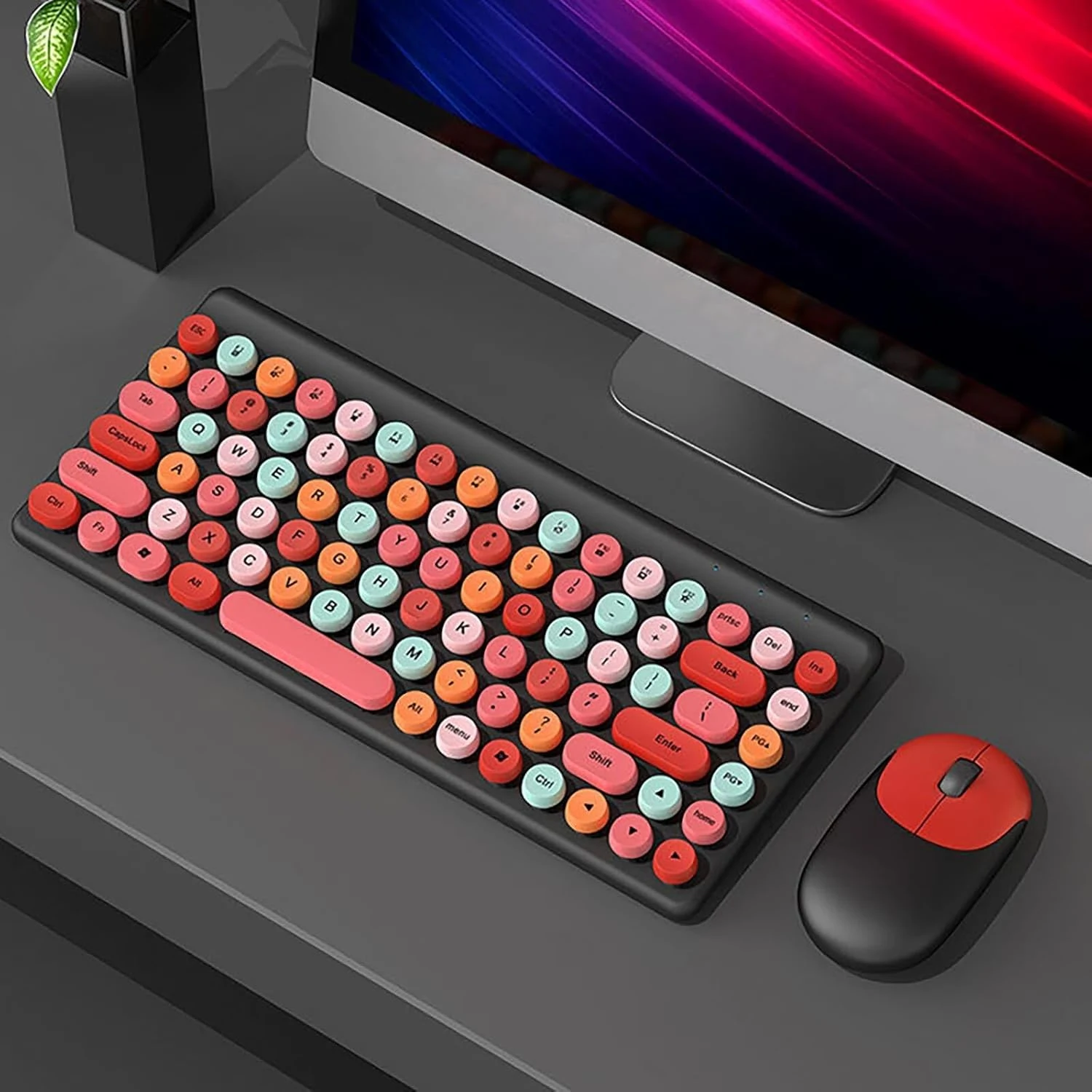 Keyboard And Mouse Combo FOREV FV-W10 Colorful 2.4ghz Wireless - Red