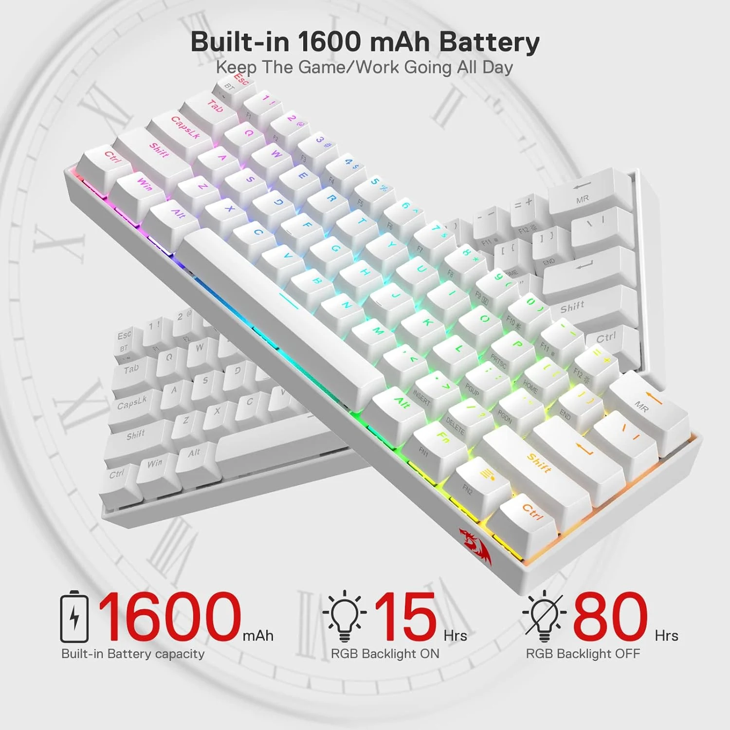 ريدراجون K530W برو كيبورد RGB - بلو سويتش - أبيض