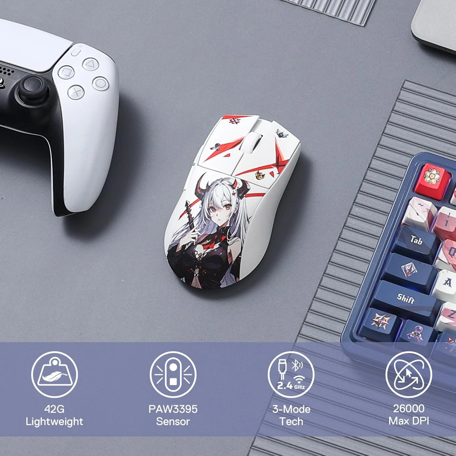 Redragon M916AK-PRO 3-Mode Wireless Gaming Mouse - White