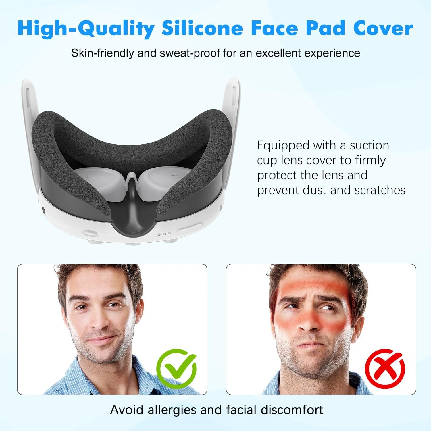 Black comfort face pad for Meta Quest 3 VR headset