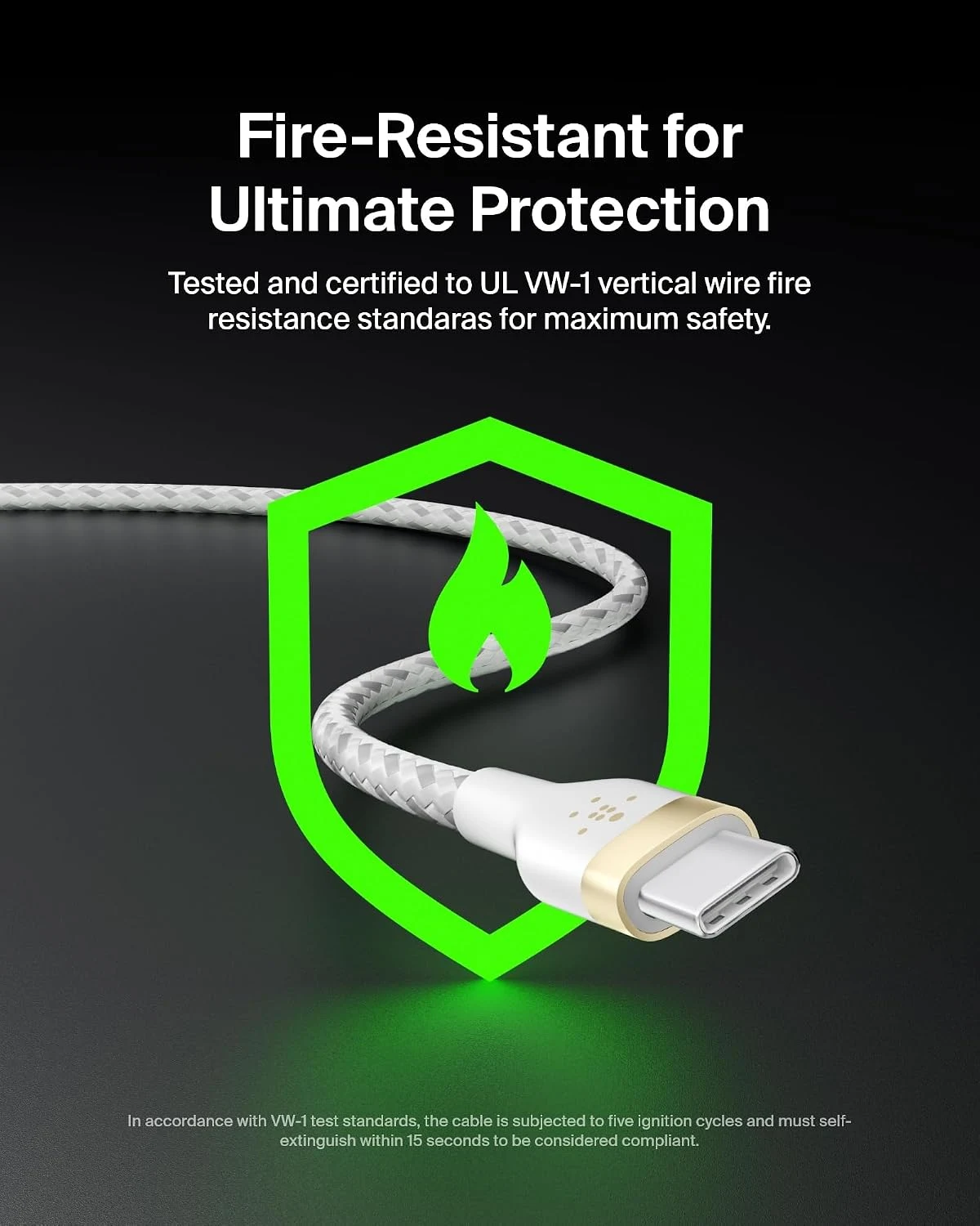 بلكين بوست تشارج برو فليكس كابل USB-C إلى USB-C مضفر بقوة 60W وطول 1 متر - أبيض