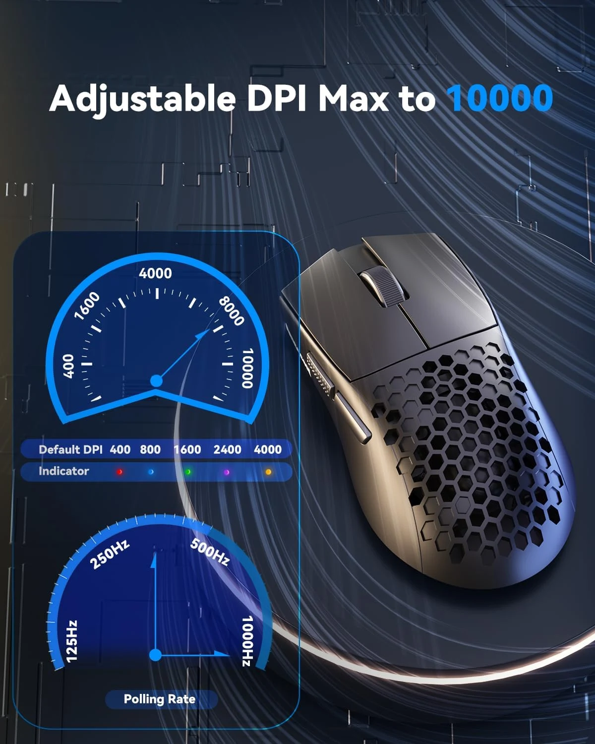 Redragon M617-LIT Honeycomb Bloodhound Wired Gaming Mouse - Black