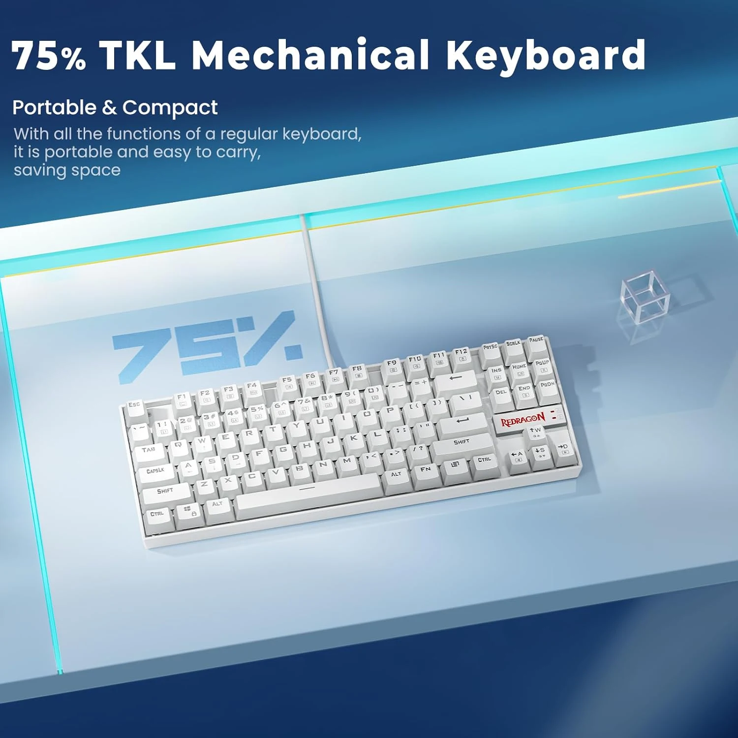 Redragon K552 KUMARA Rainbow Wired Mechanical Gaming Keyboard – Red Switch - White