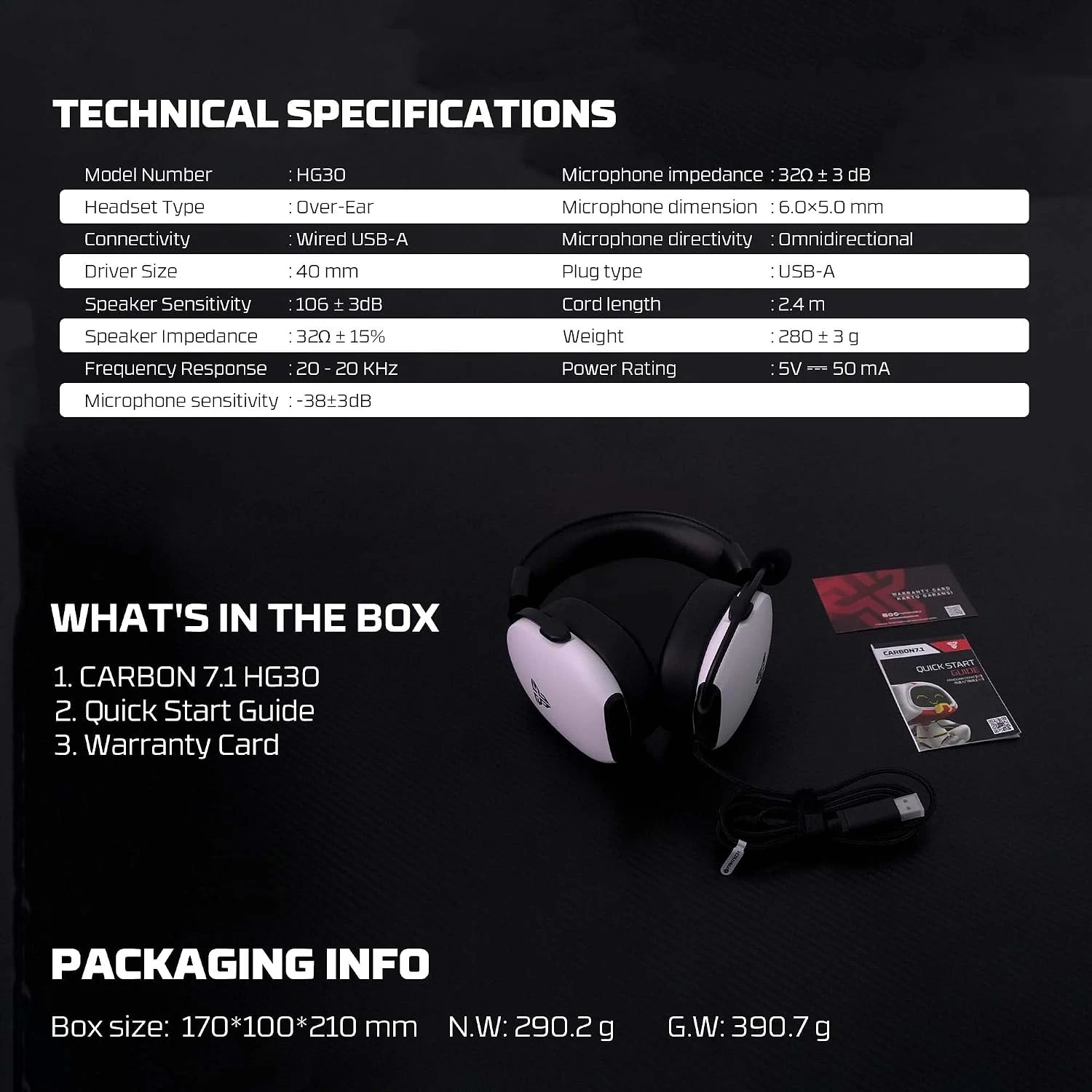 سماعة ألعاب فانتيك CARBON HG30 USB أبيض