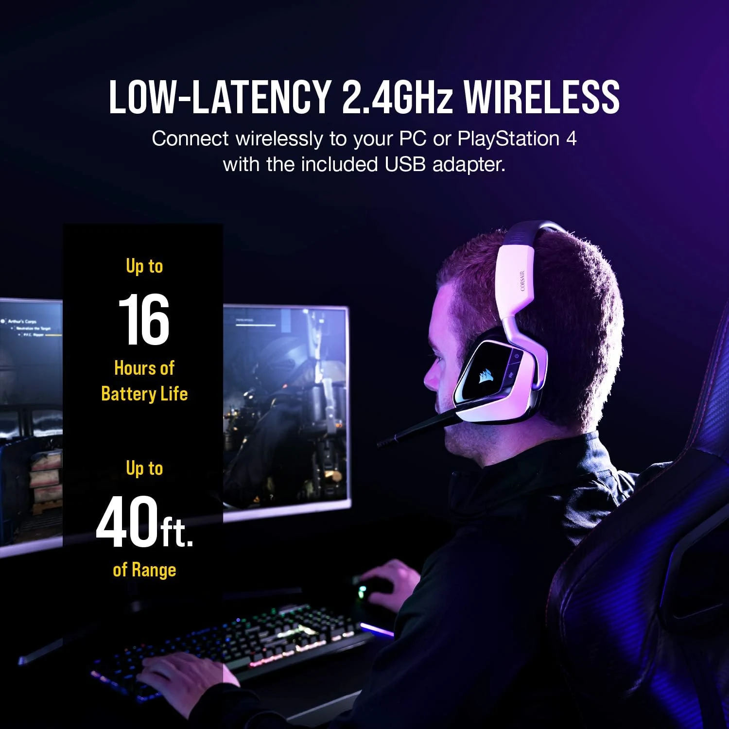 CORSAIR VOID RGB ELITE Wireless Gaming Headset - White