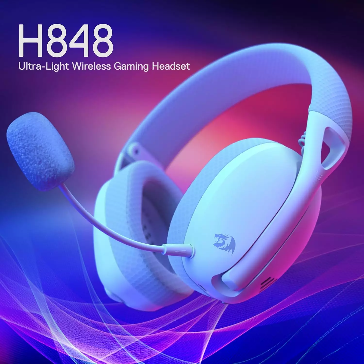 Redragon H848 IRE Pro Tri-Mode Wireless Gaming Headset White Gray