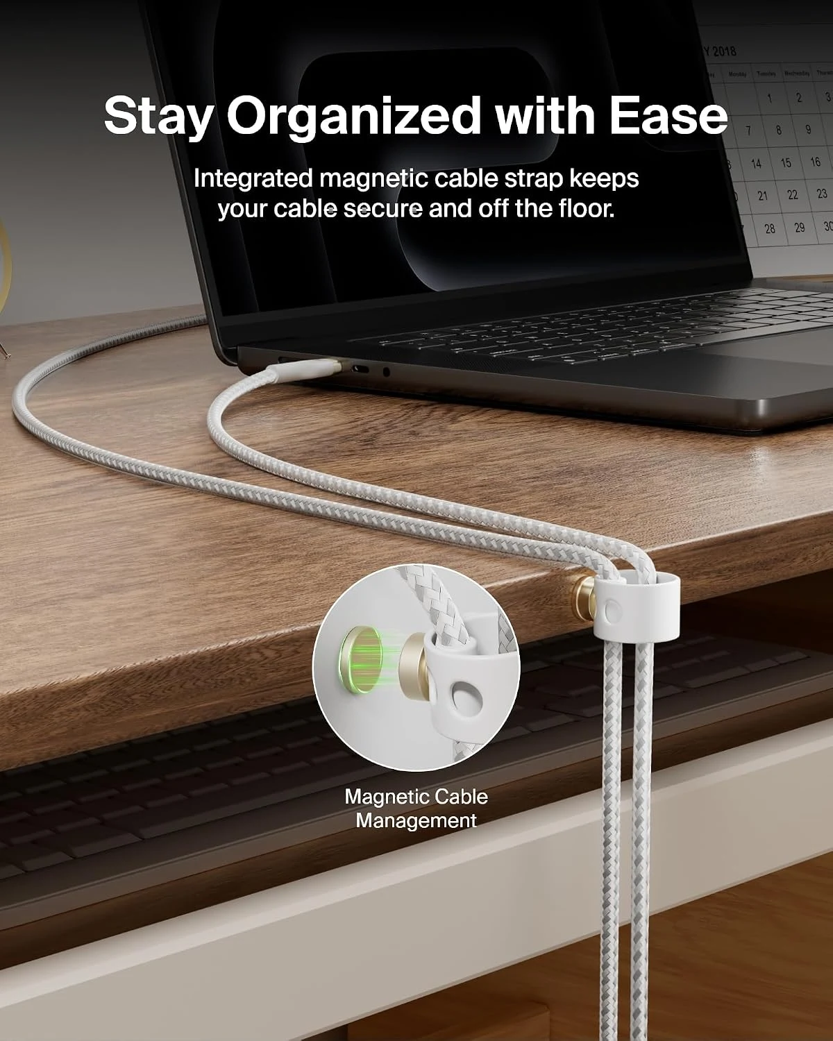 بلكين بوست تشارج برو فليكس كابل USB-C إلى USB-C مضفر بقوة 60W وطول 1 متر - أبيض