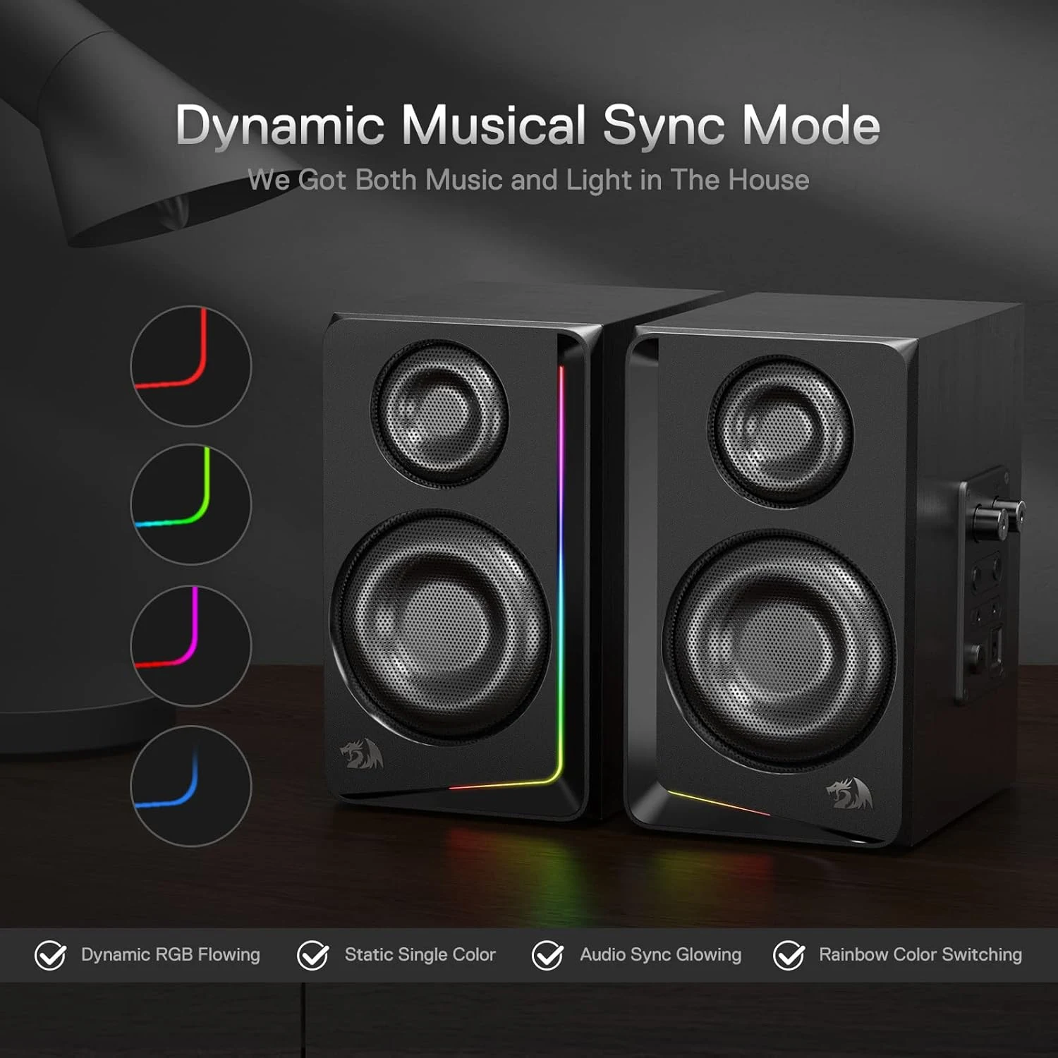 Redragon GS812 Wireless RGB Wooden PC Gaming Speaker