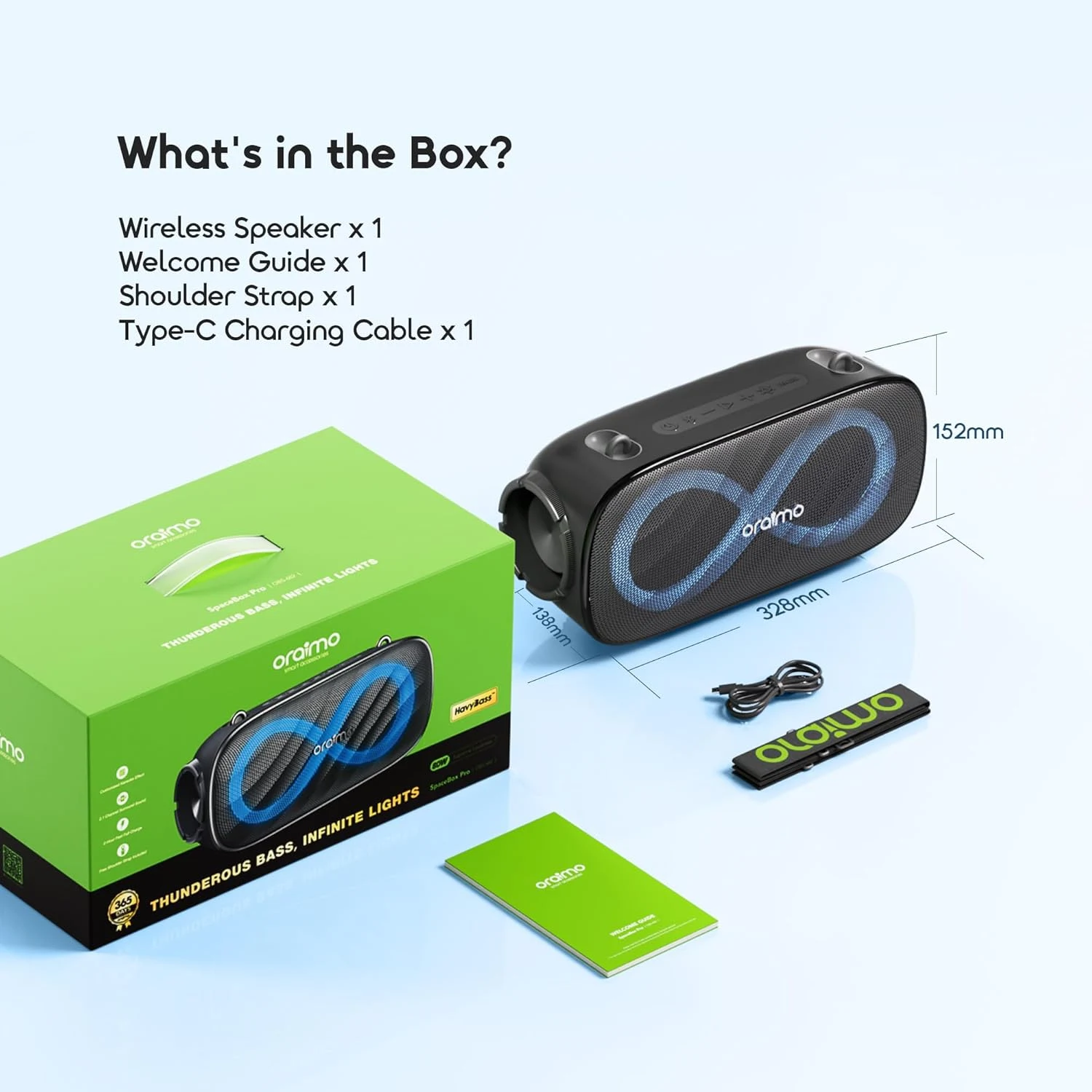 Oraimo SpaceBox Pro OBS-682 Portable Bluetooth Speaker Black
